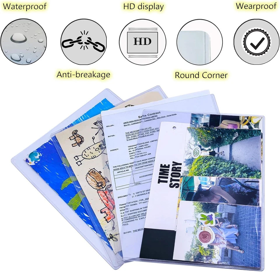 7 Pcs 8.5″x11″ Rigid Print Protectors Top Loaders Clear Plastic Page Protectors