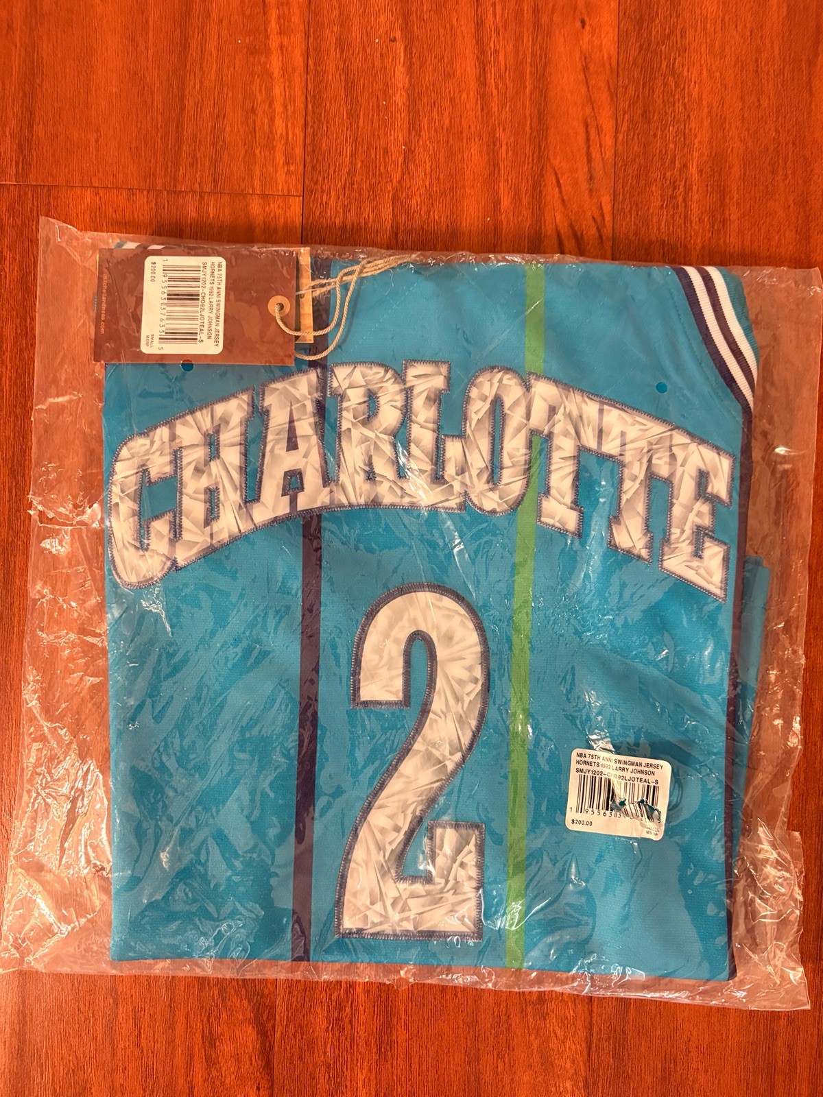 NWT Larry Johnson Mitchell & Ness 75th Anniversary Hornets Swingman Jersey Sz S
