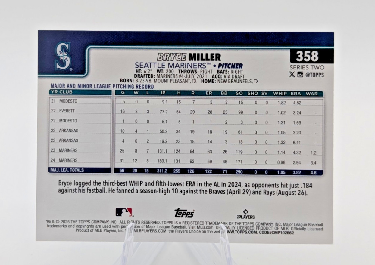 2025 Topps Series 2 – Bryce Miller #358