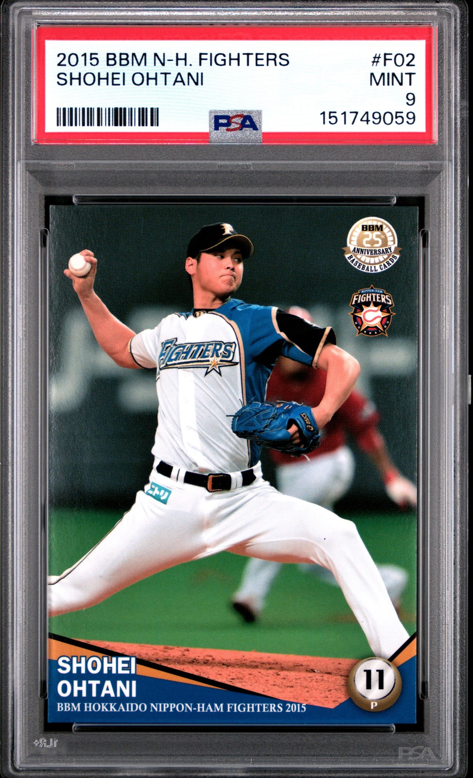 2015 BBM HOKKAIDO NIPPON-HAM FIGHTERS #F02 SHOHEI OHTANI ROOKIE RC PSA 9