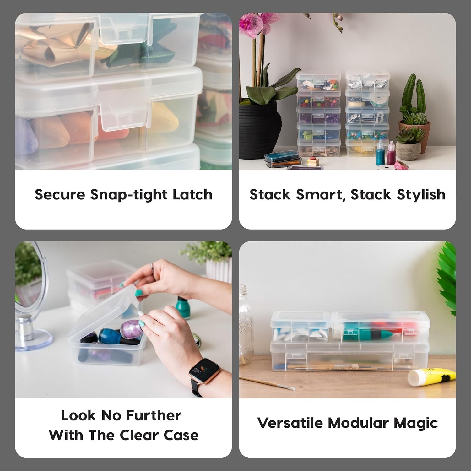 Lightweight Plastic Bead Storage Box Set – 10 Clear Cases with Snap Lock Closure