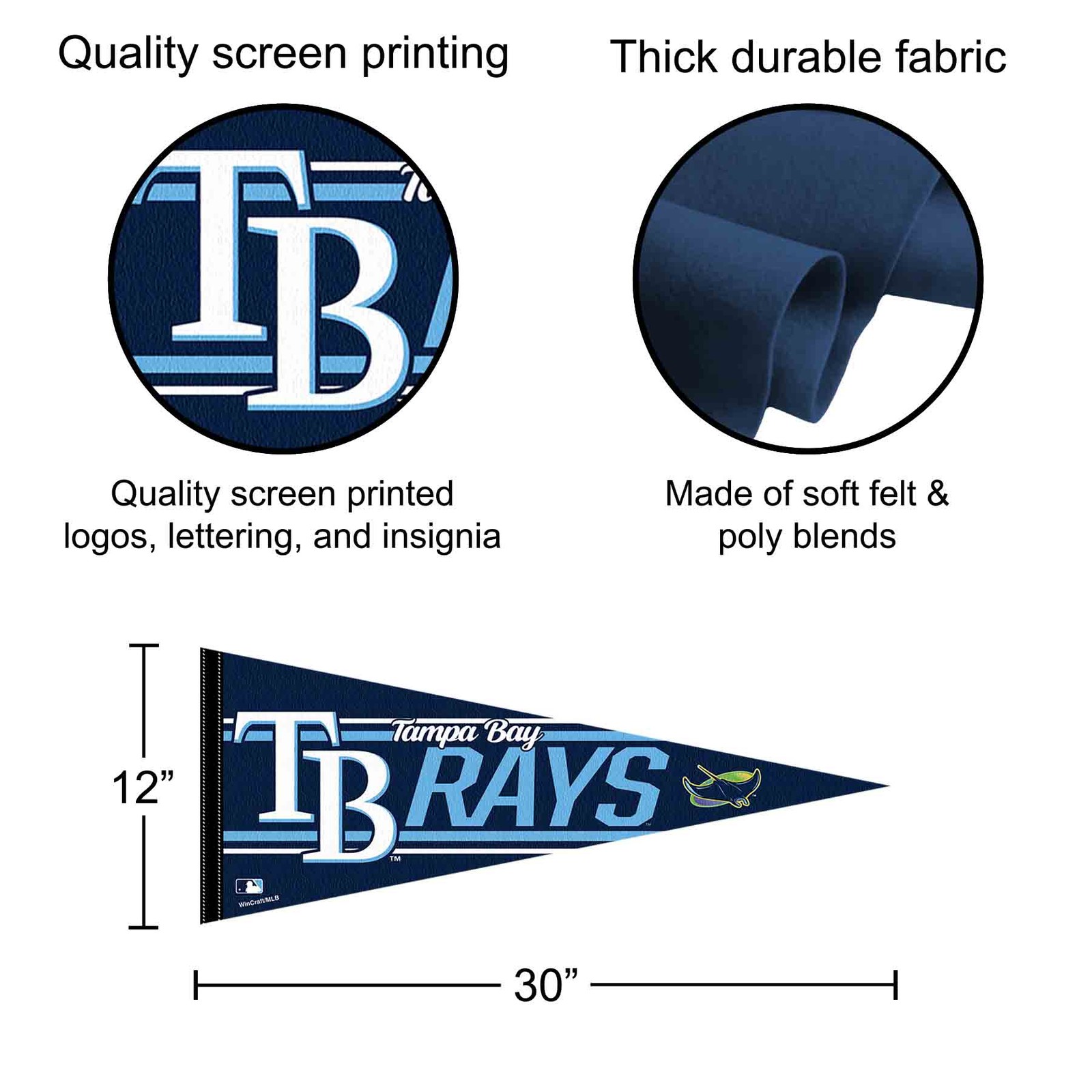 Tampa Bay Rays MLB 12 in X 30 in Pennant