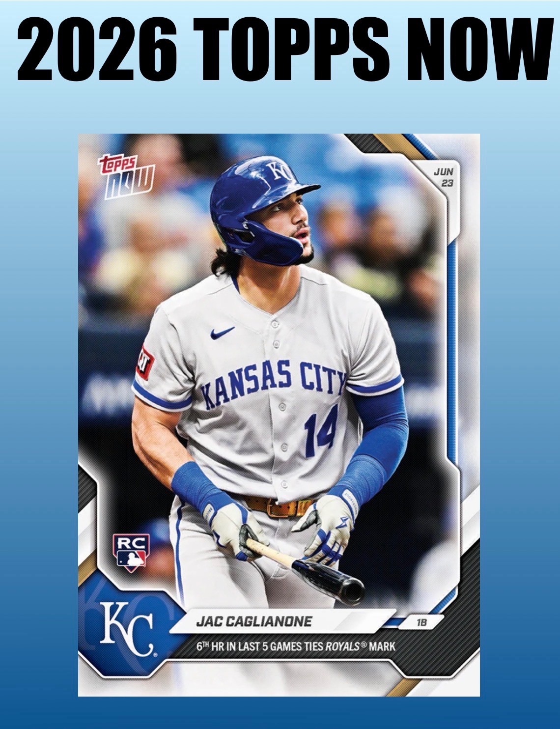 💥2026 Topps Now #369💥JAC CAGLIANONE 6th Homer Last 5 Games – Presale
