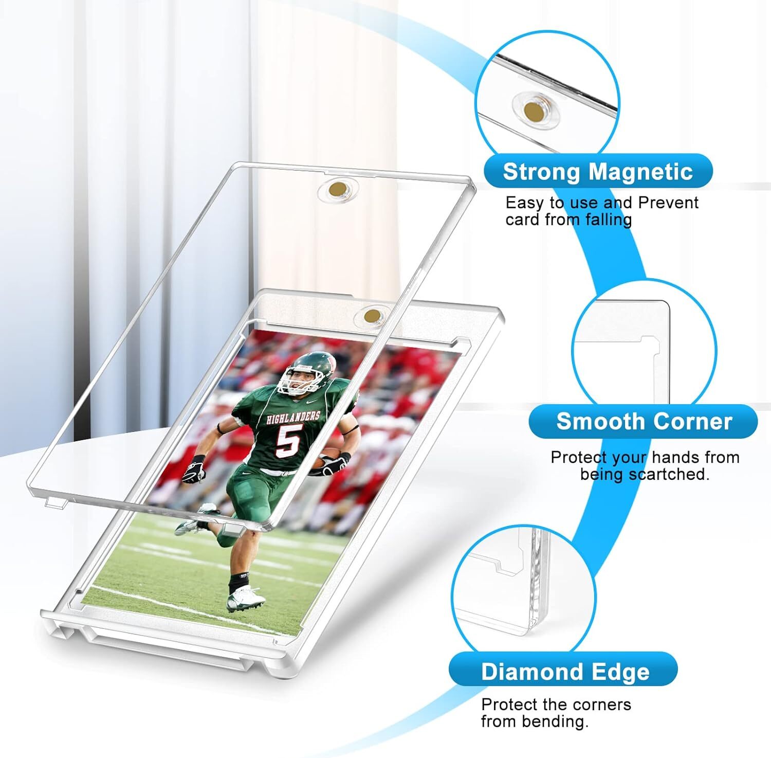 Empty Magnetic Trading Sports Card Holders 35PT One-Touc Hard Acrylic Card Cases