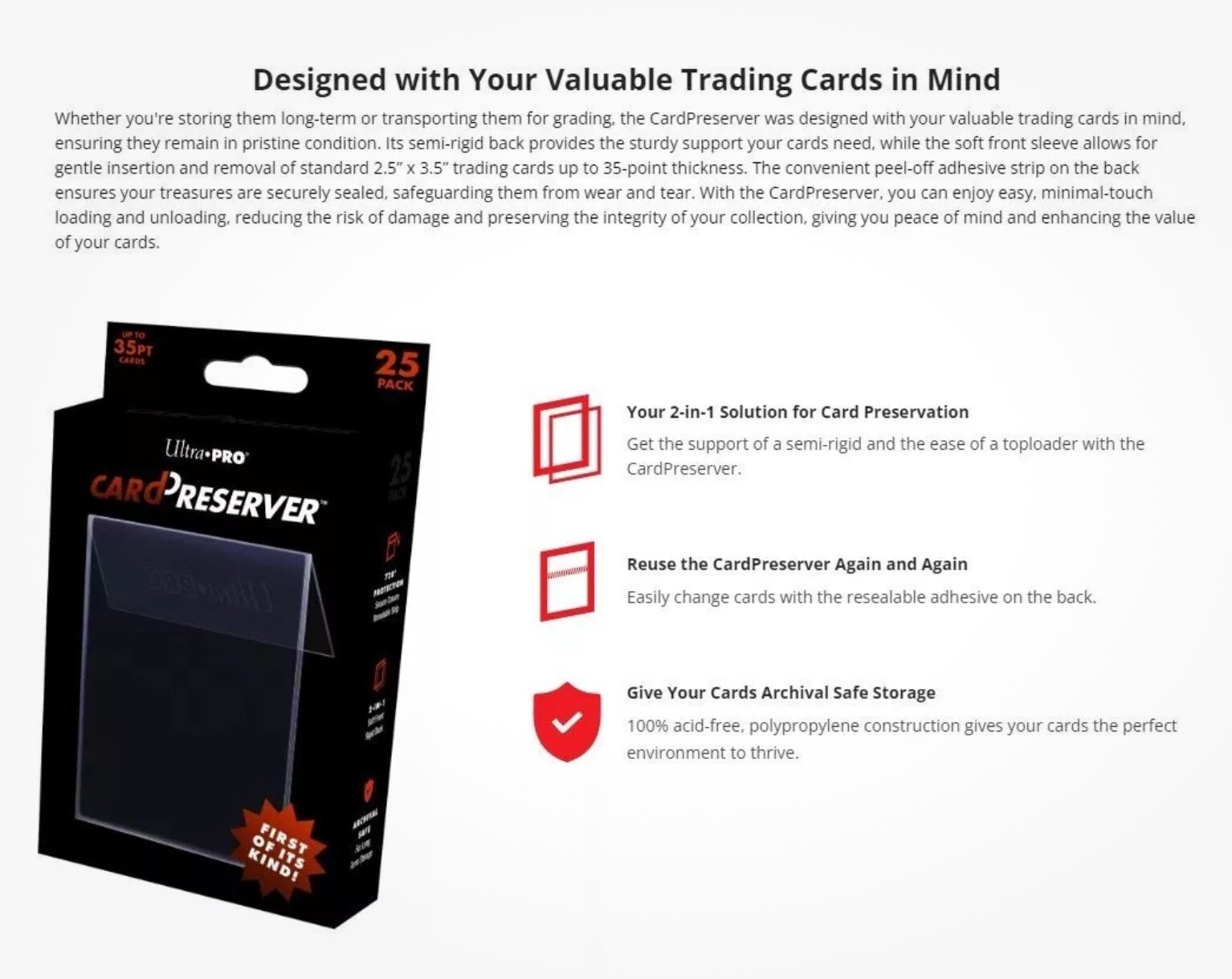 Ultra-Pro Card Preservers Resealable Hybrid Card Holder Semi Rigid 50 Count Pack
