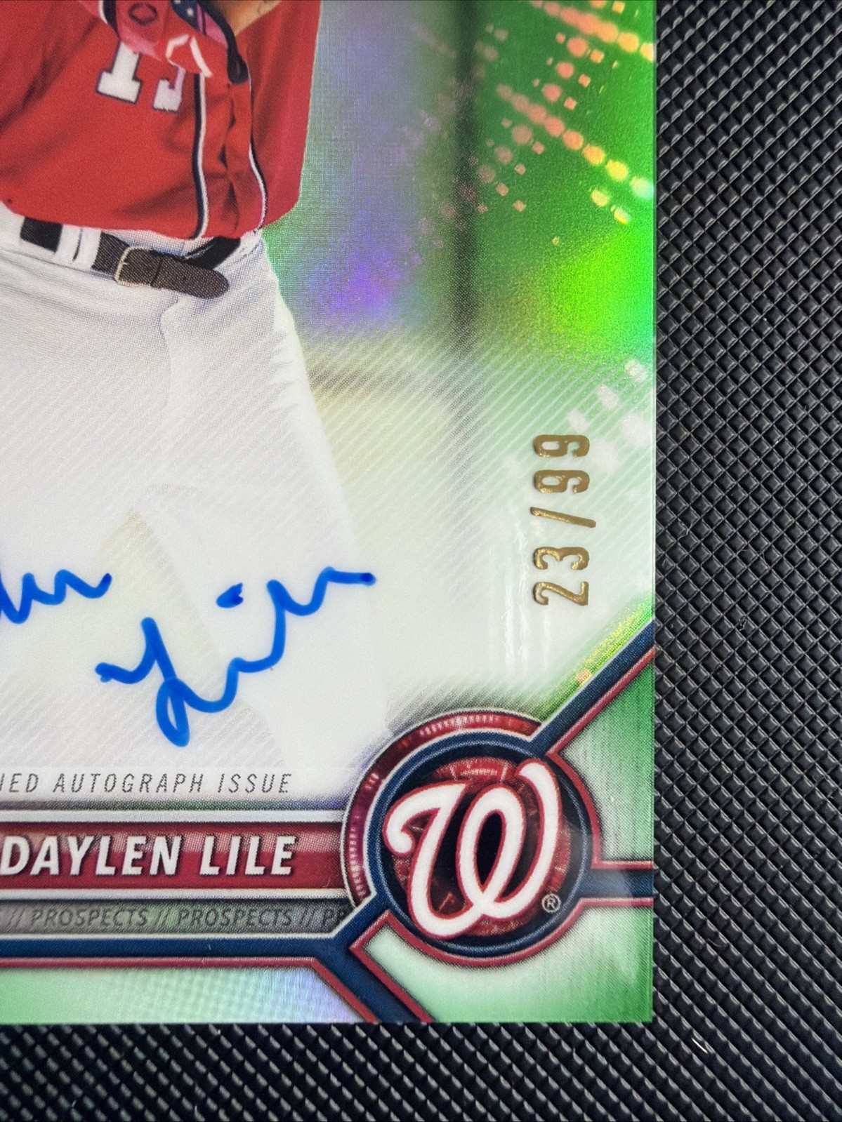 2022 Bowman Chrome – Prospect Autographs Daylen Lile #CPA-DL Green Refractor /99