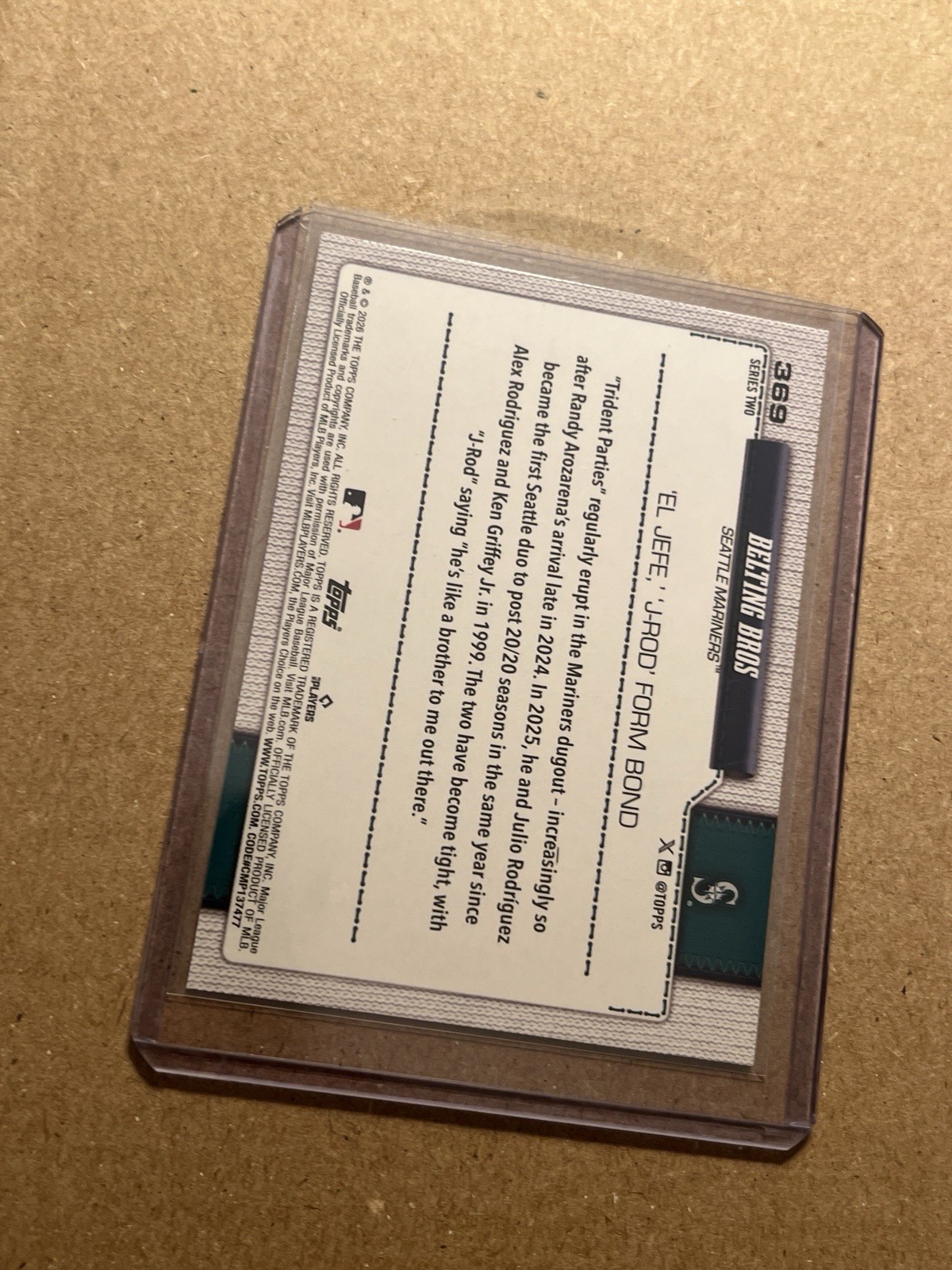 2026 Topps Series 2 [BASE] Seattle Belting Bros Arozarena & Rodriguez #369
