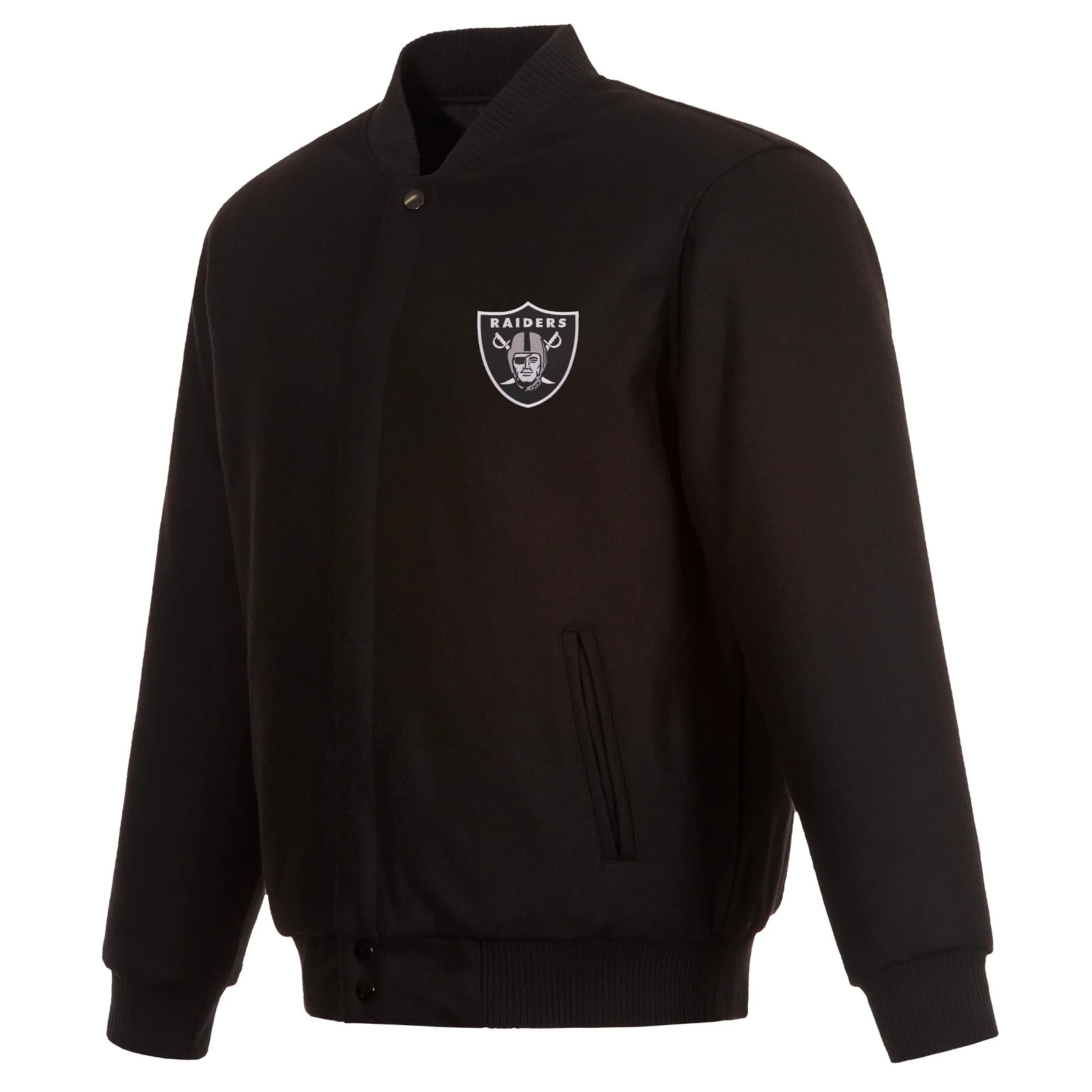 JH Design Las Vegas Raiders All Wool Jacket Nylon Lining & Embroidered Logo