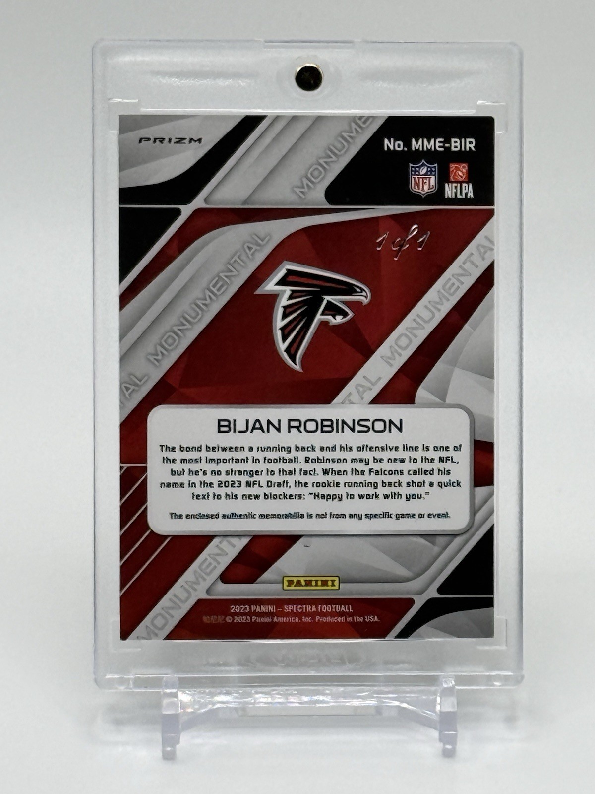 2023 Spectra BIJAN ROBINSON Gold Vinyl Superfractor NFL Shield ROOKIE #1/1 – RC