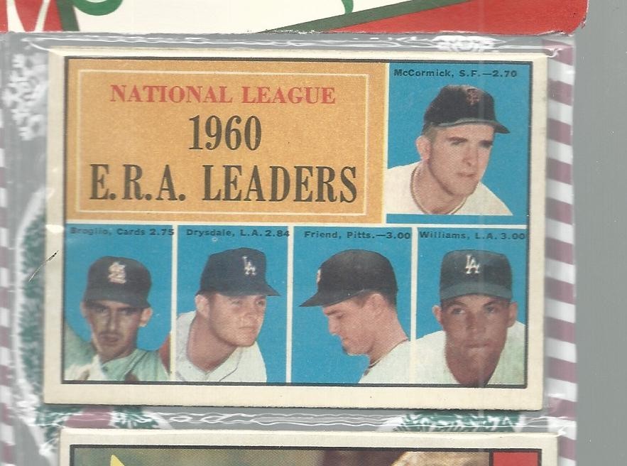 1961 TOPPS Christmas RACK PACK W 1960 NL ERA LEADERS/POS MANTLE/MARIS/MAYS