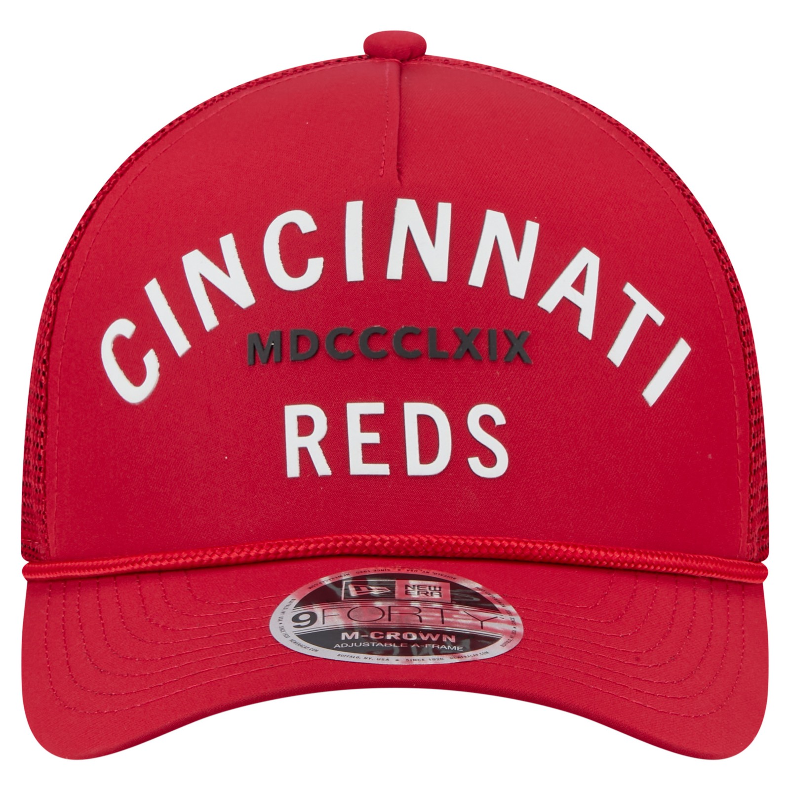 Men’s-New Era Red Cincinnati Reds Minimalist 9FORTY A-Frame Adjustable Hat