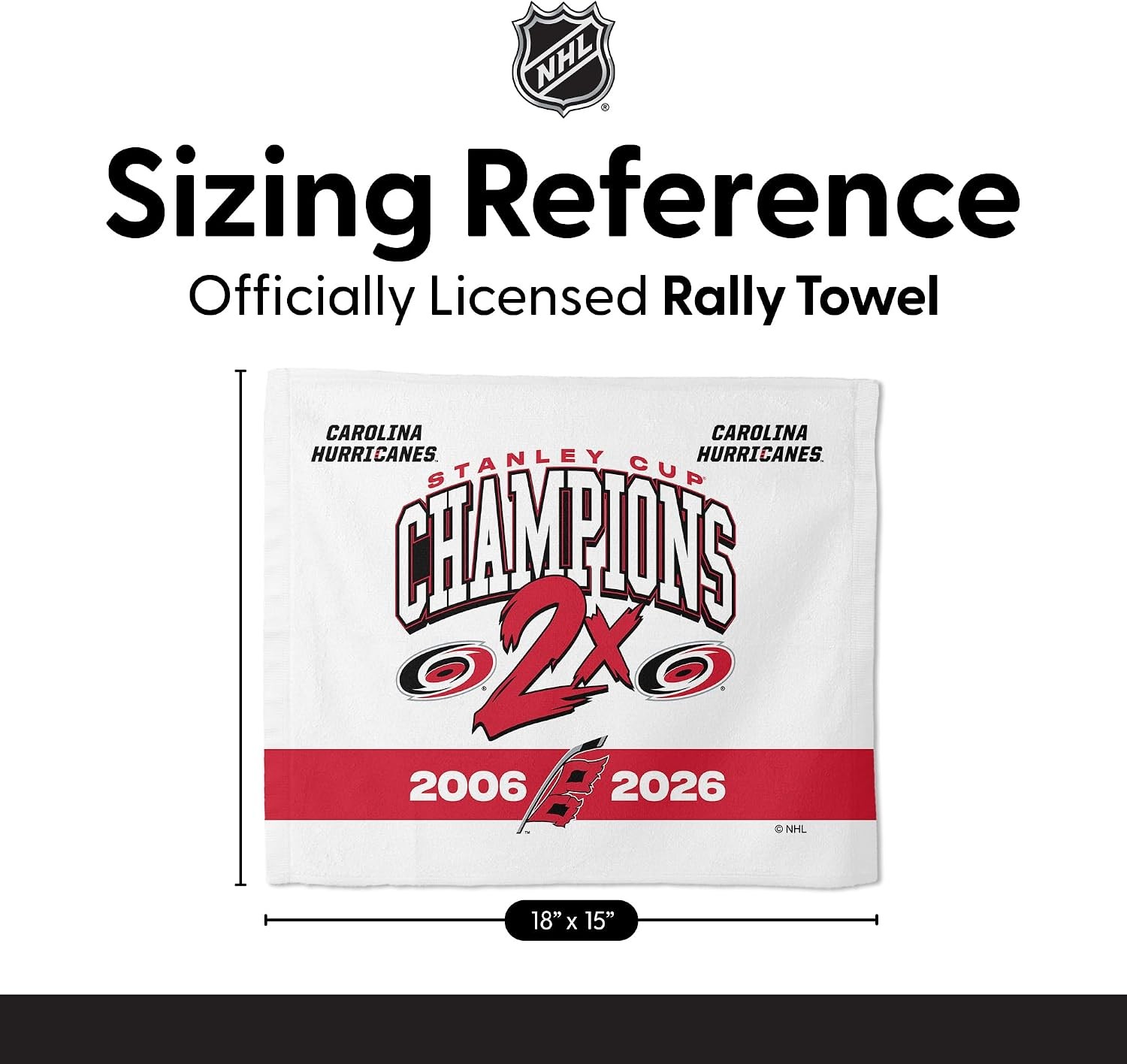Carolina Hurricanes 2026 Stanley Cup Champions Multi-Champs Rally Towel 15x18in