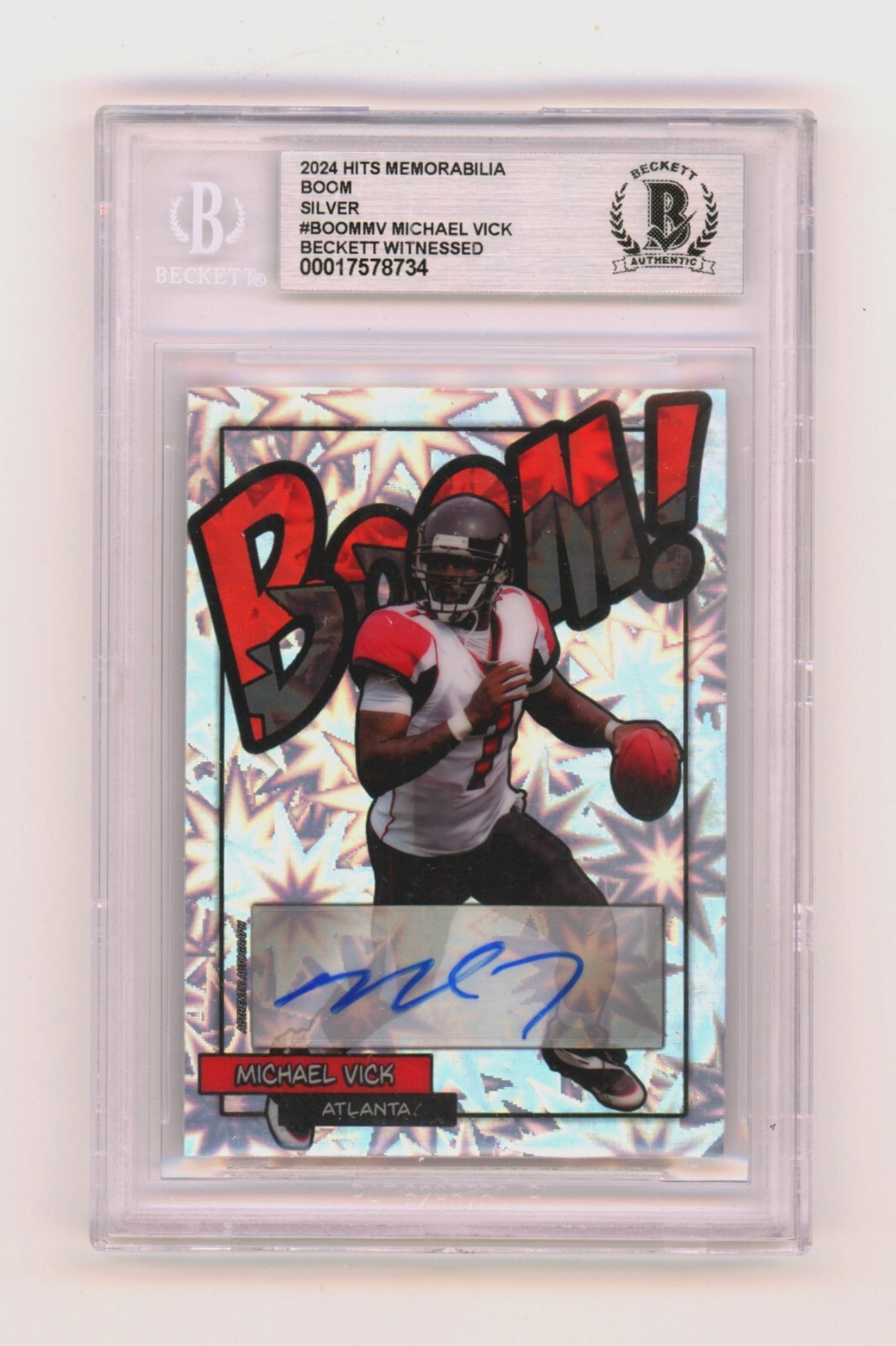 Michael Vick 2024 Hits Memorabilia BOOM Silver Signed BGS BAS Auto Atlanta