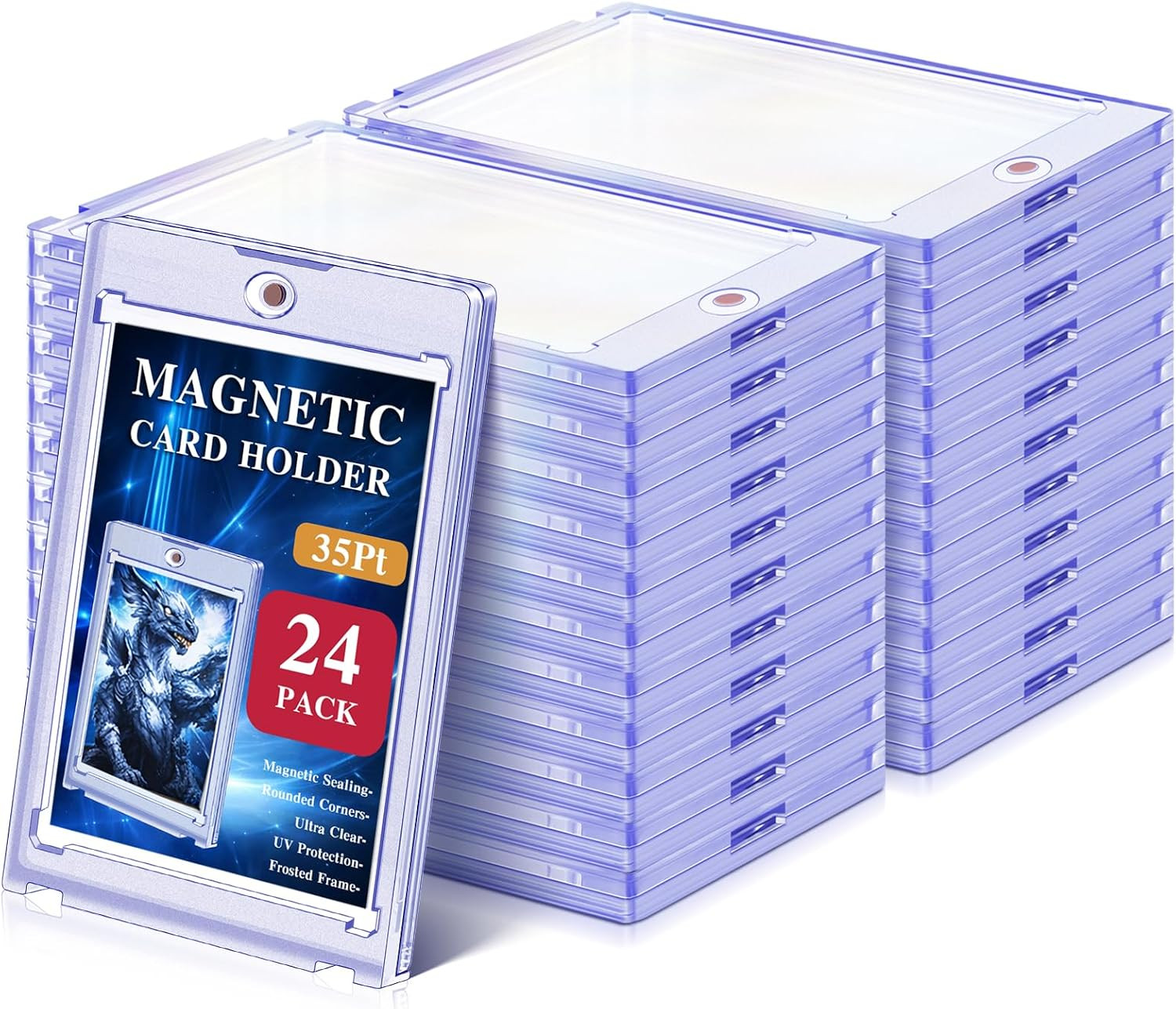 Kitoyz 24 Ct Magnetic Card Holder for Trading Cards, 35PT Baseball Card Case Ma