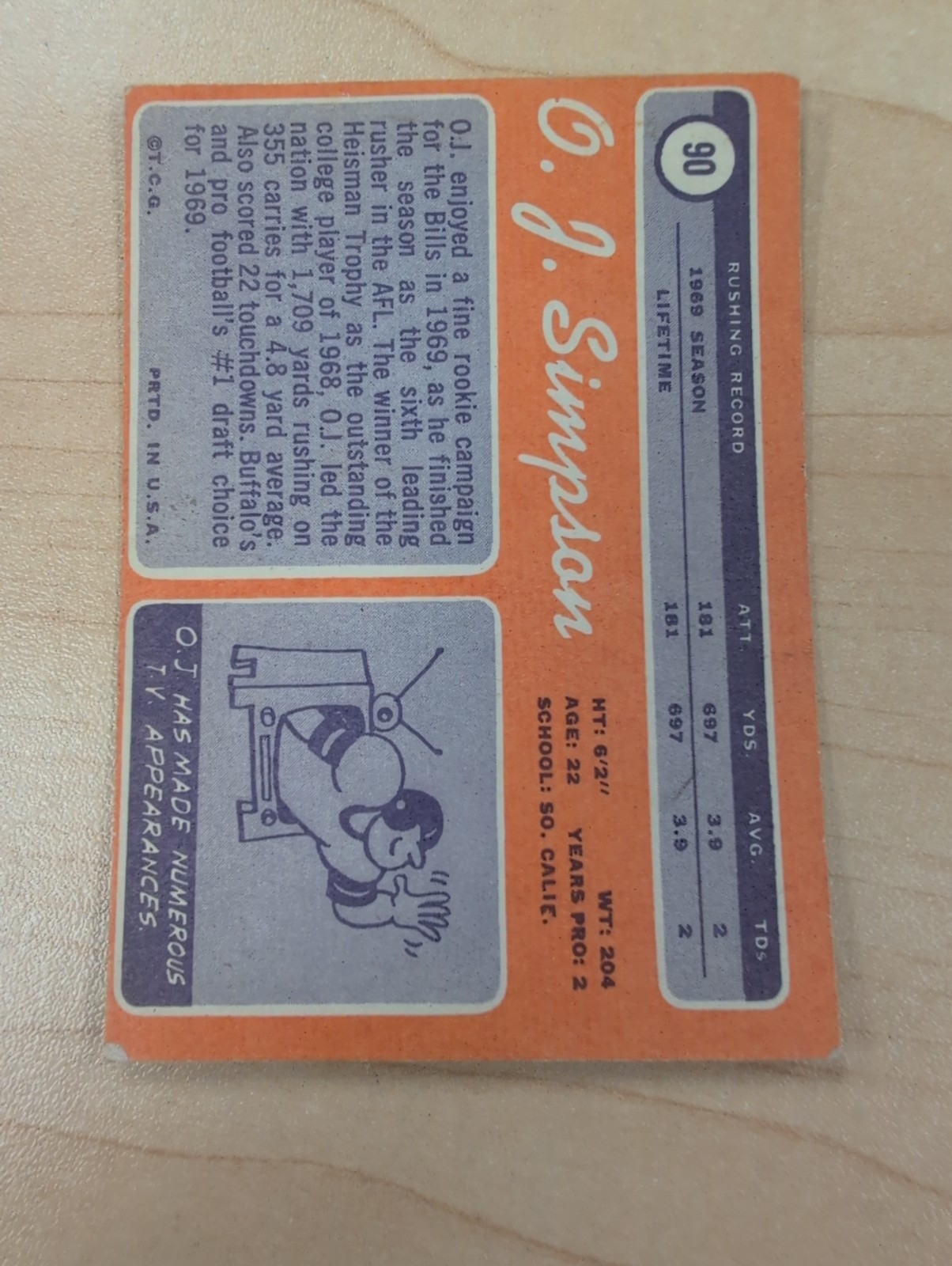 1970 Topps NFL Football Complete Set 1-263 VG Simpson RC, Namath