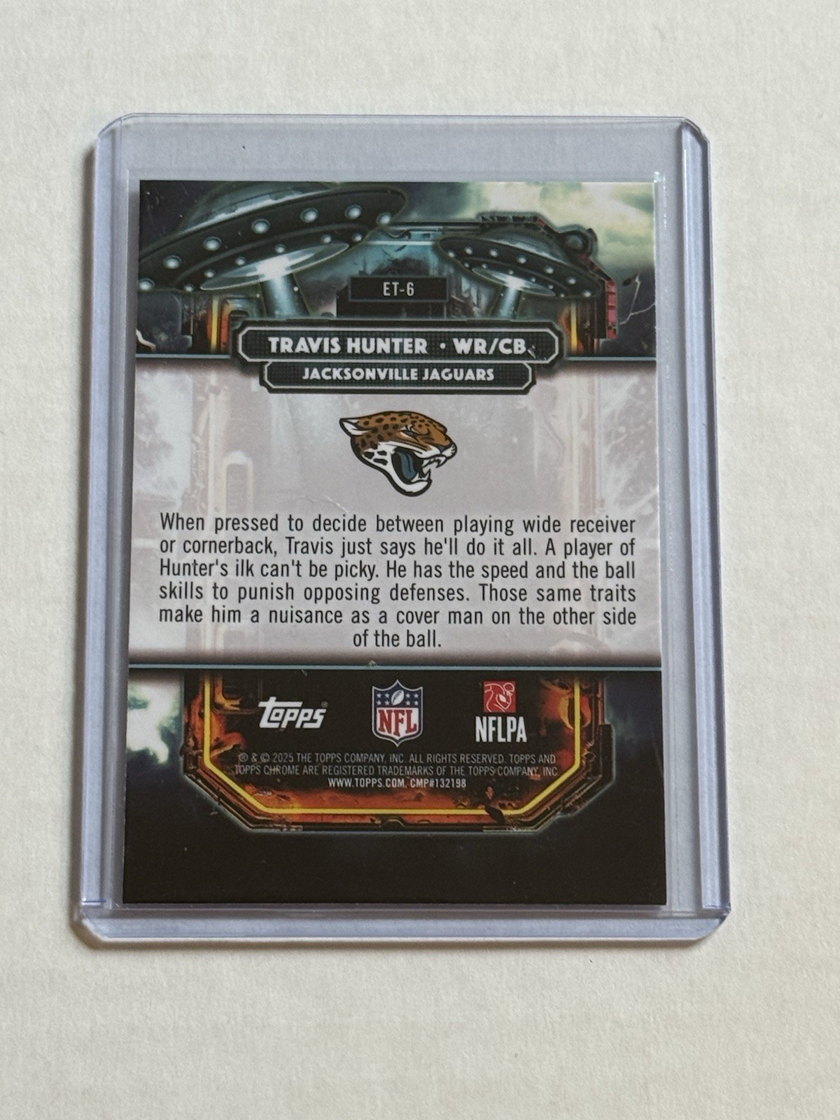 2025 Topps Chrome Cosmic #ET-6 Travis Hunter RC Extraterrestrial Talent