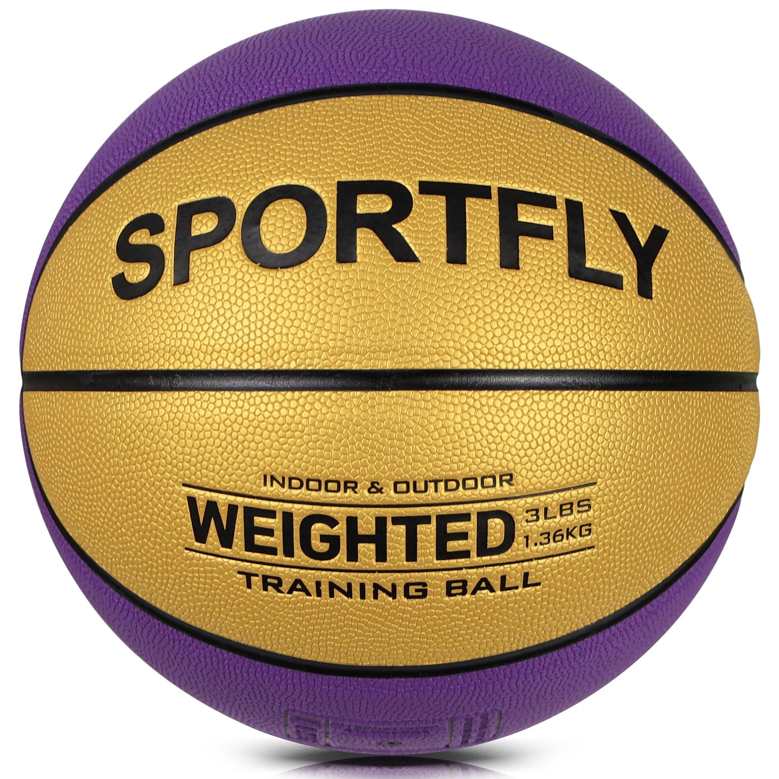 Sportfly Basketball Weighted 1.3kg Auxiliary Heavy Size 7, Golden, Purple