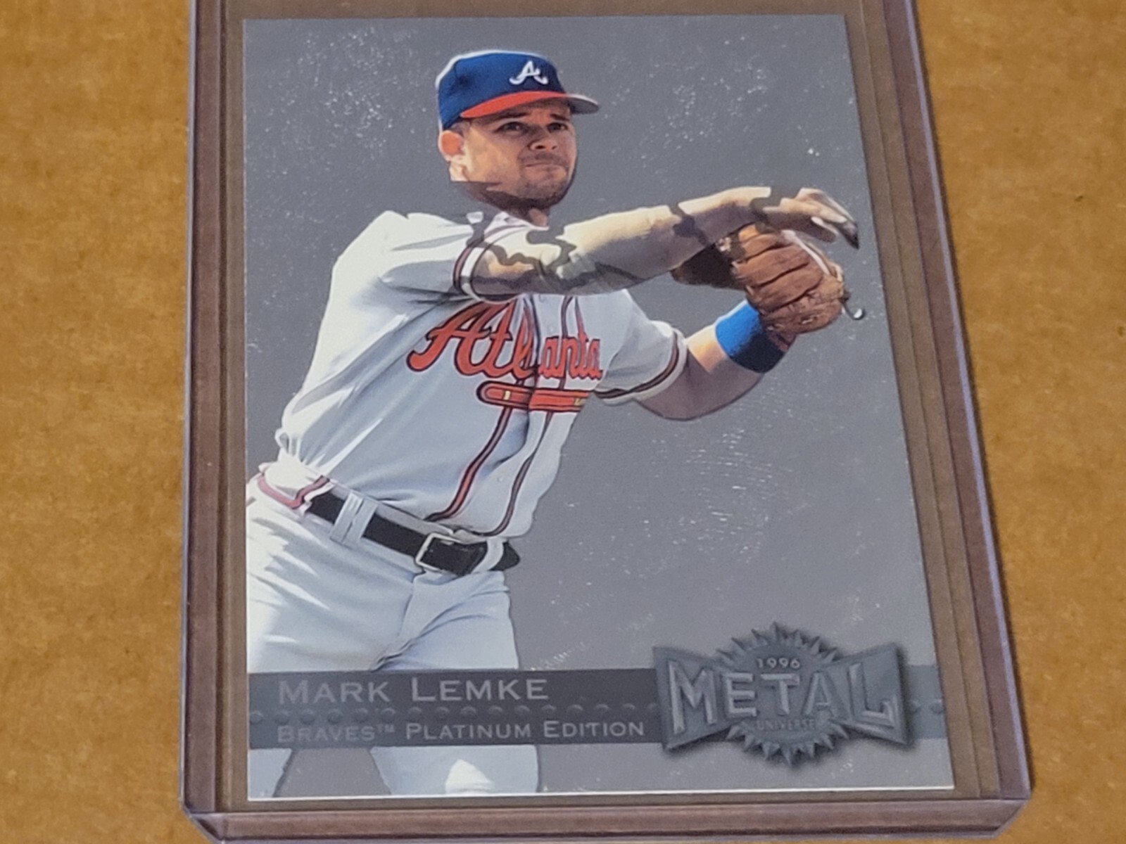 1996 Skybox Metal Universe #132 Mark Lemke Platinum Atlanta Braves Nmmt