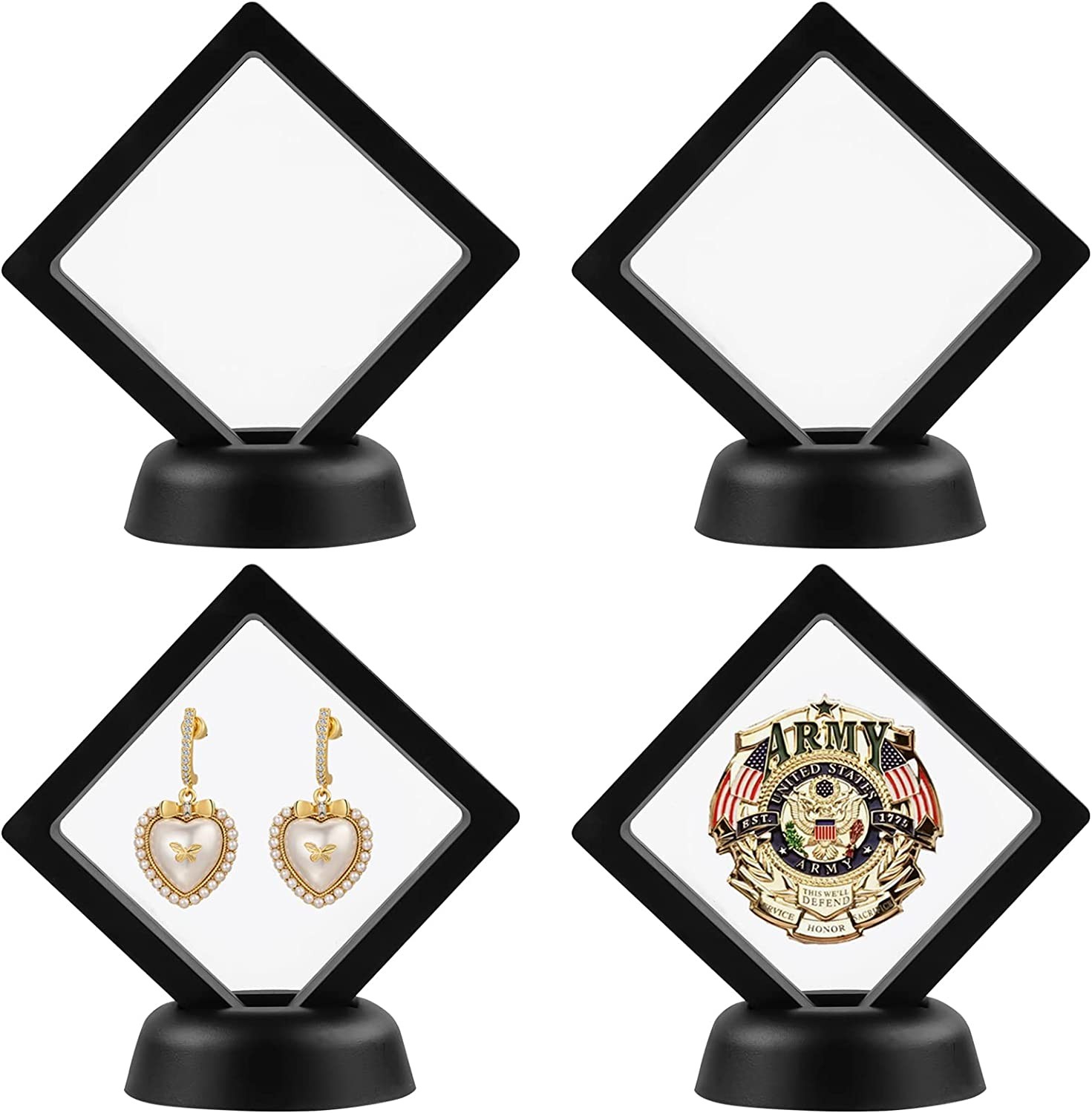 15pcs 3D Coin Floating Display Frame Stand Holder Jewelry Challenge Case Box USA
