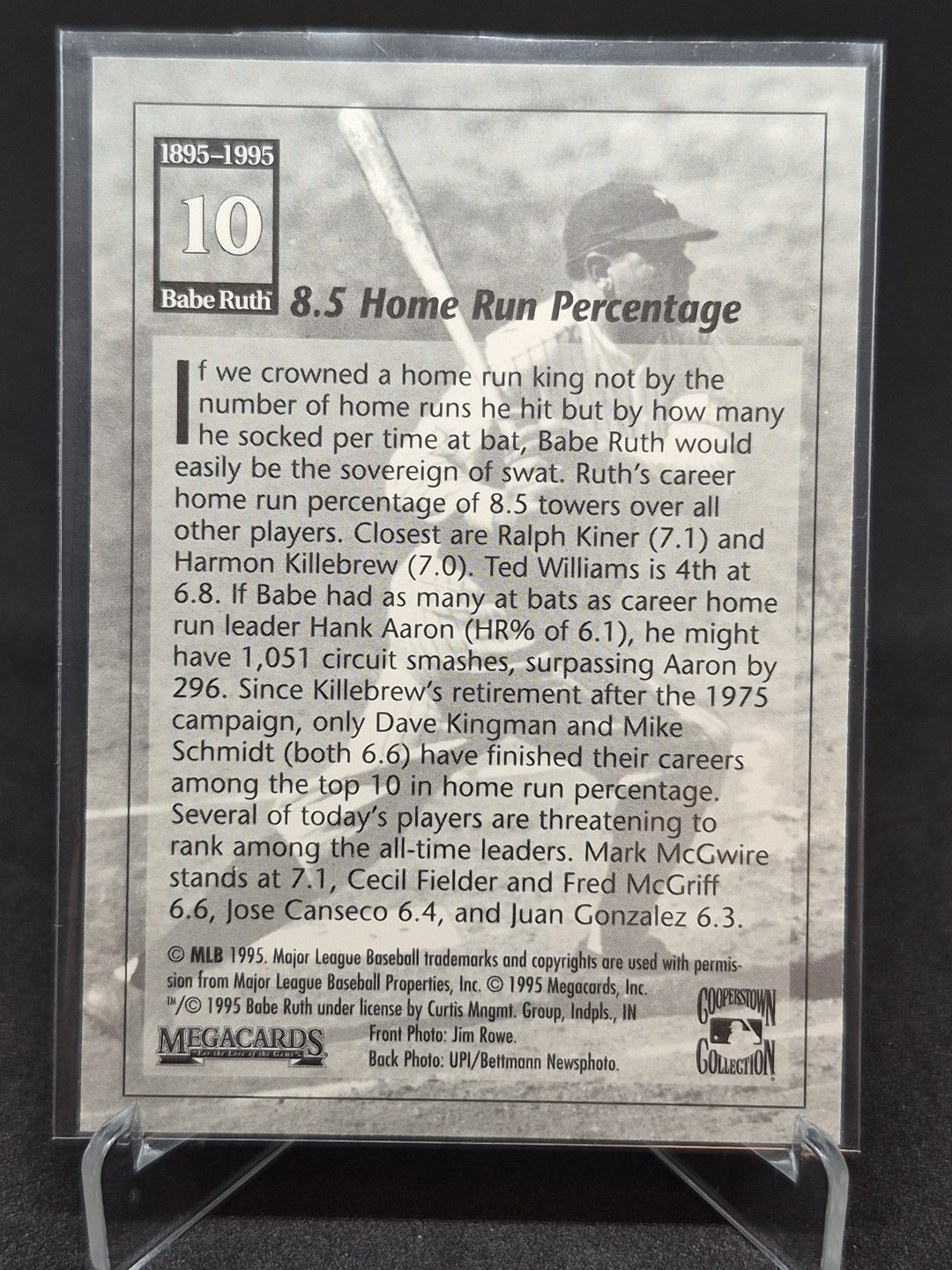 1995 Megacards Babe Ruth #10 No One Hit ‘Em More Often New York Yankees HOF