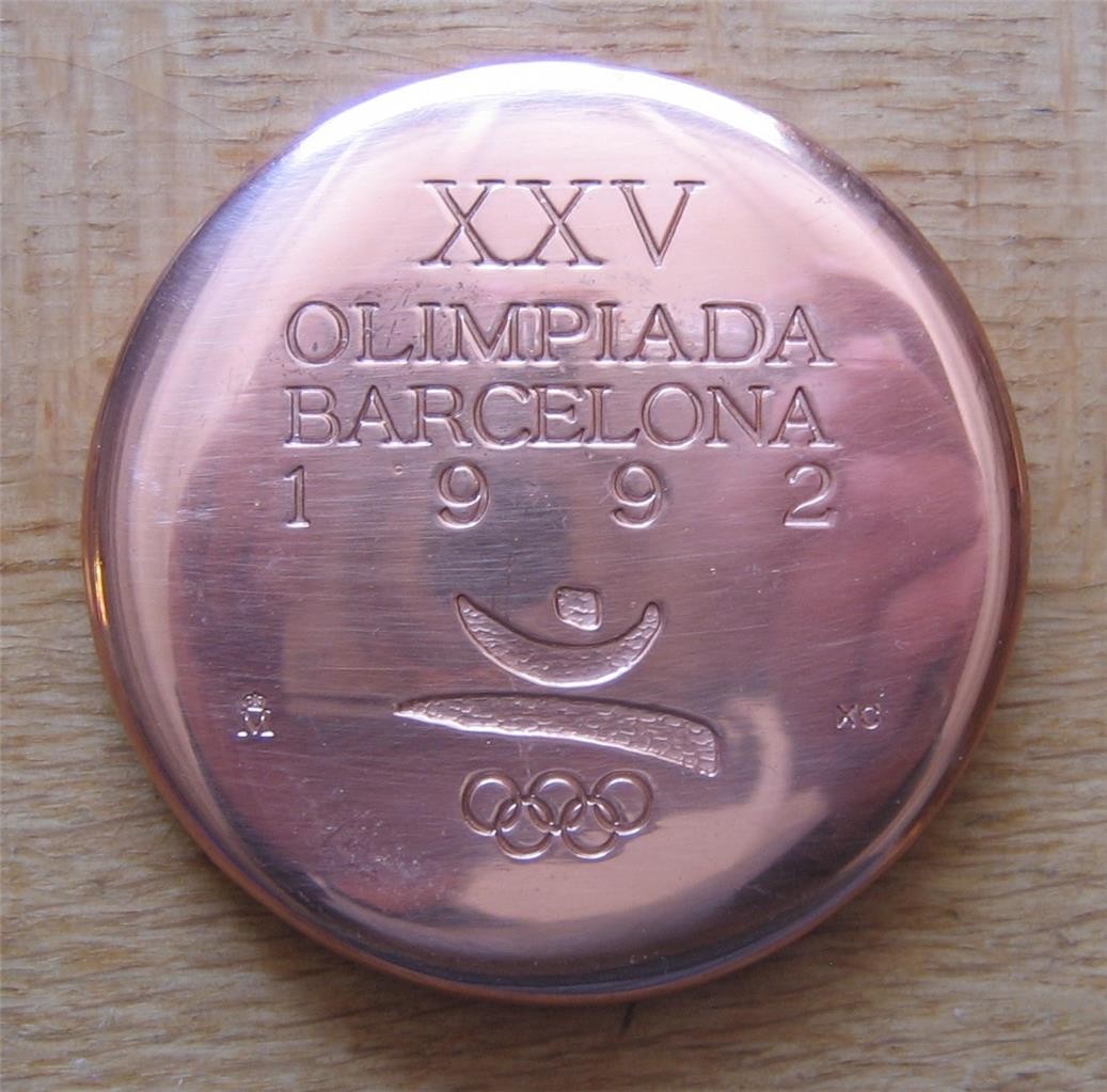 Official Olympic Participation Medal Barcelona 1992 in Unfinished Copper Rare!