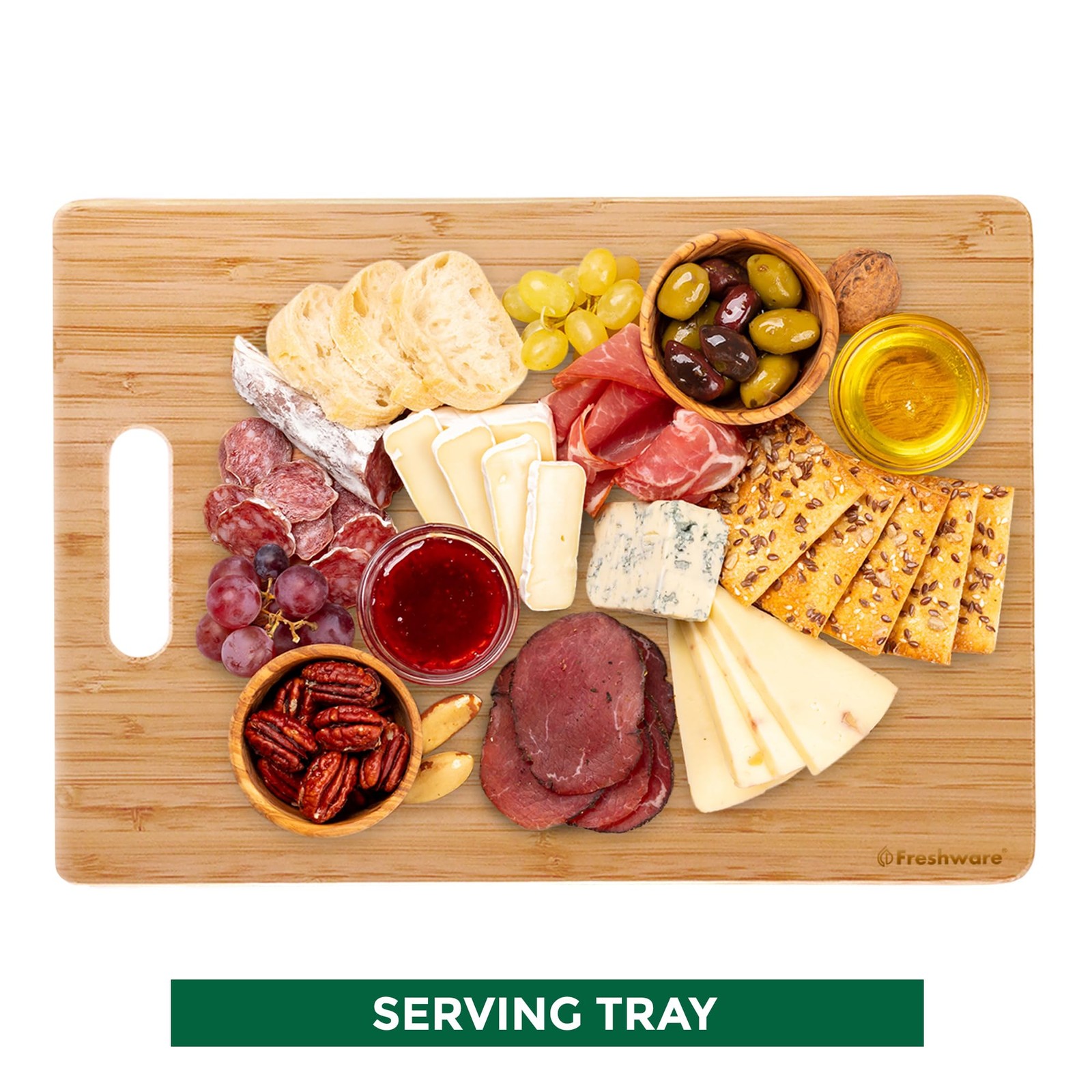 Freshware Bamboo Cutting Board Set of 3 (8×6, 11×8.5, 13×9.5 in),