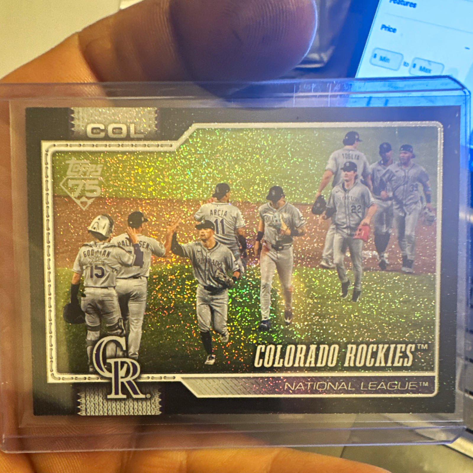 Topps 2026 Series Two Colorado Rockies Team Card #508 Black Sandglitter 08/10