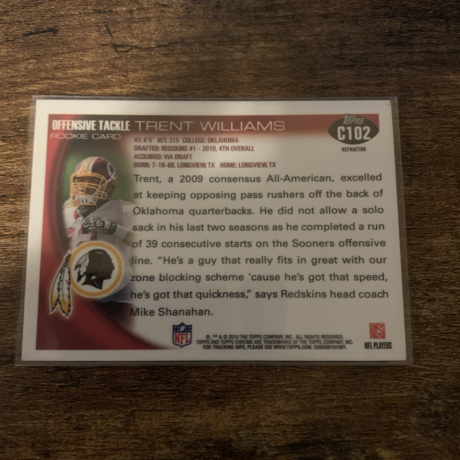 2010 Topps Chrome – Trent Williams #C102 X-Fractor (RC)