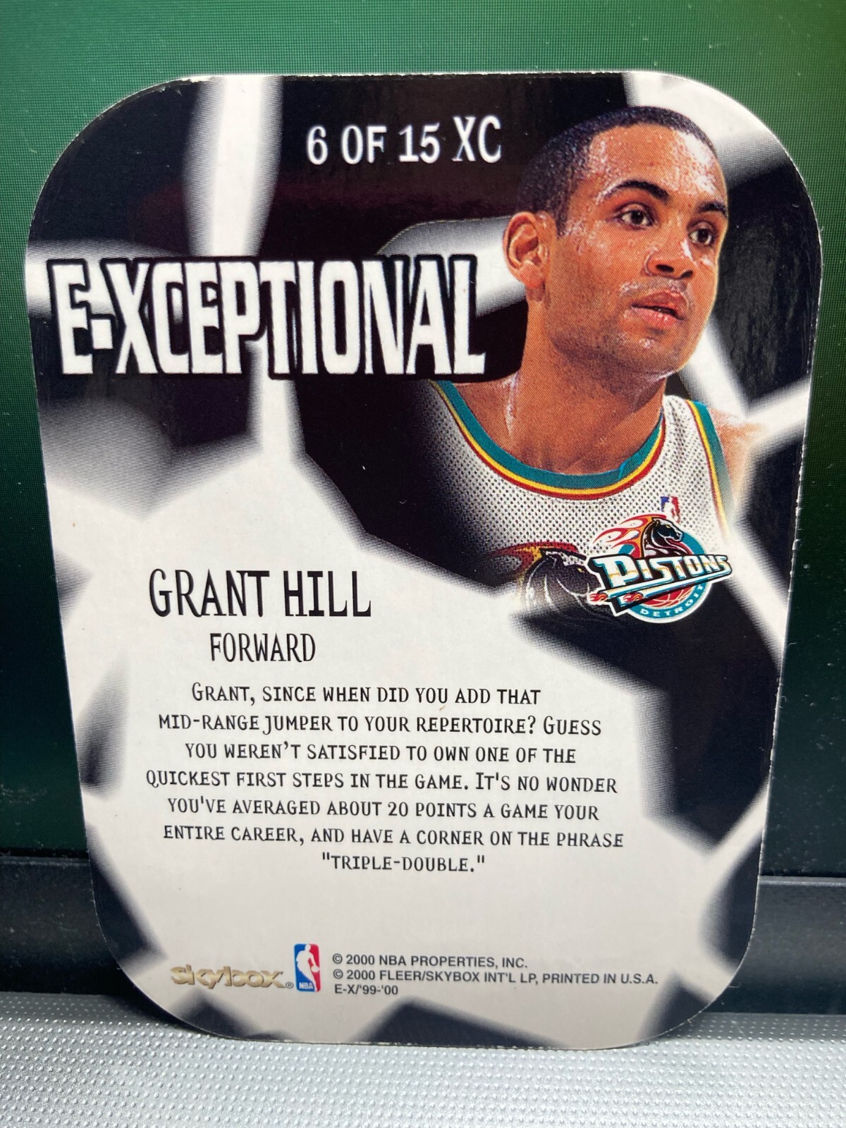 NBA Crdas 2PCS. GRANT HILL (E-XCEPTIONAL) 2000 (6 OF 15XC) GREEN 189/500 & RED