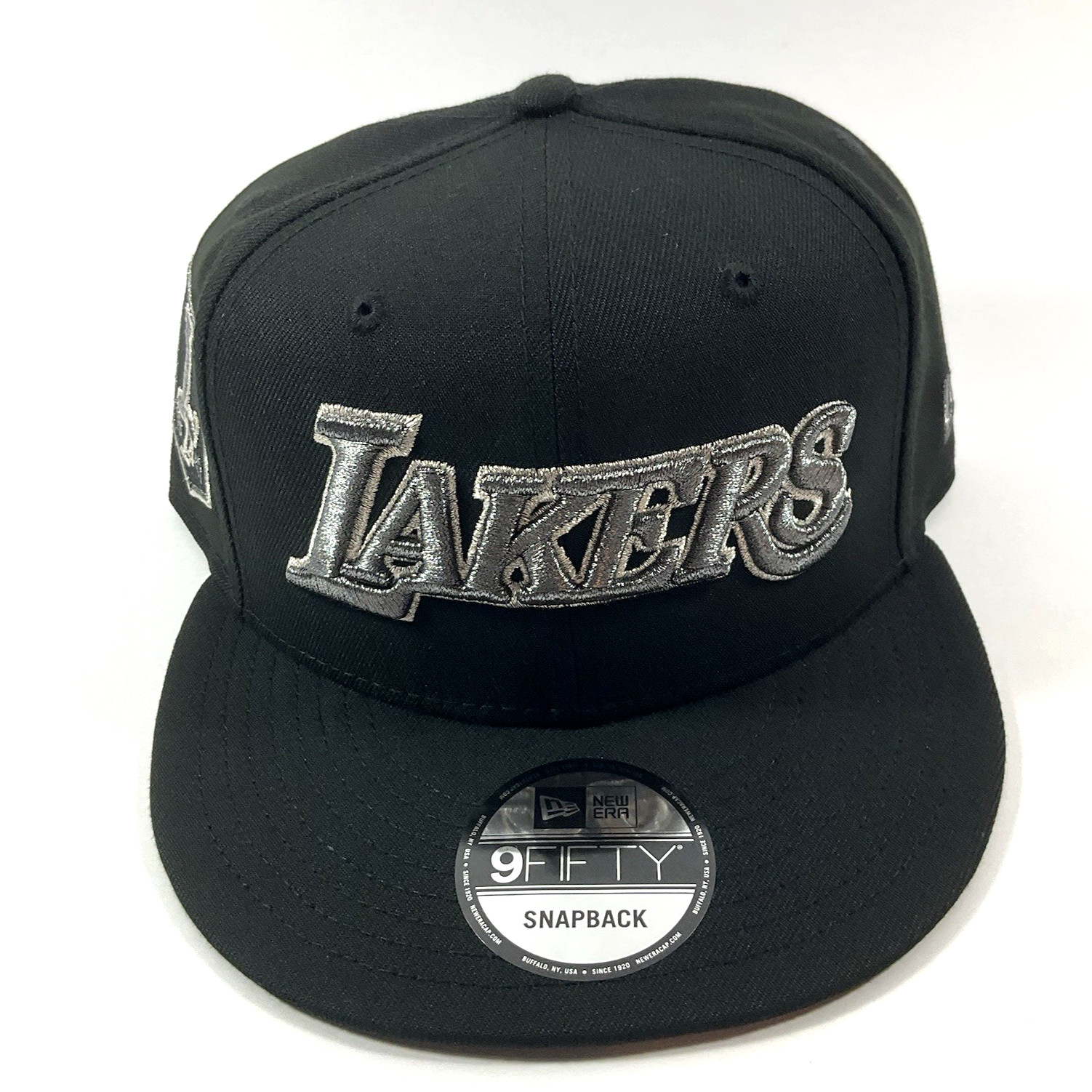 New Era LA Lakers Exclusive Black Metallic Titanium 9FIFTY Snapback Hat Cap