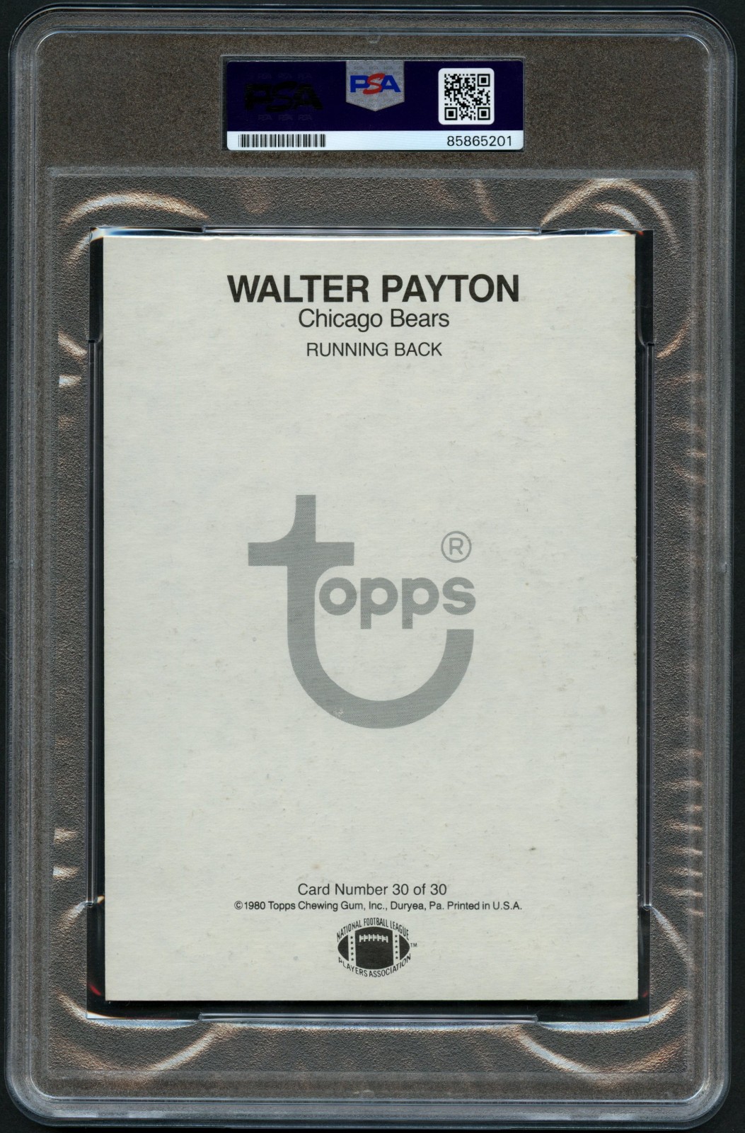 Walter Payton 1980 Topps Super #30 signed autograph 5×7 Custom Cut PSA Slabbed