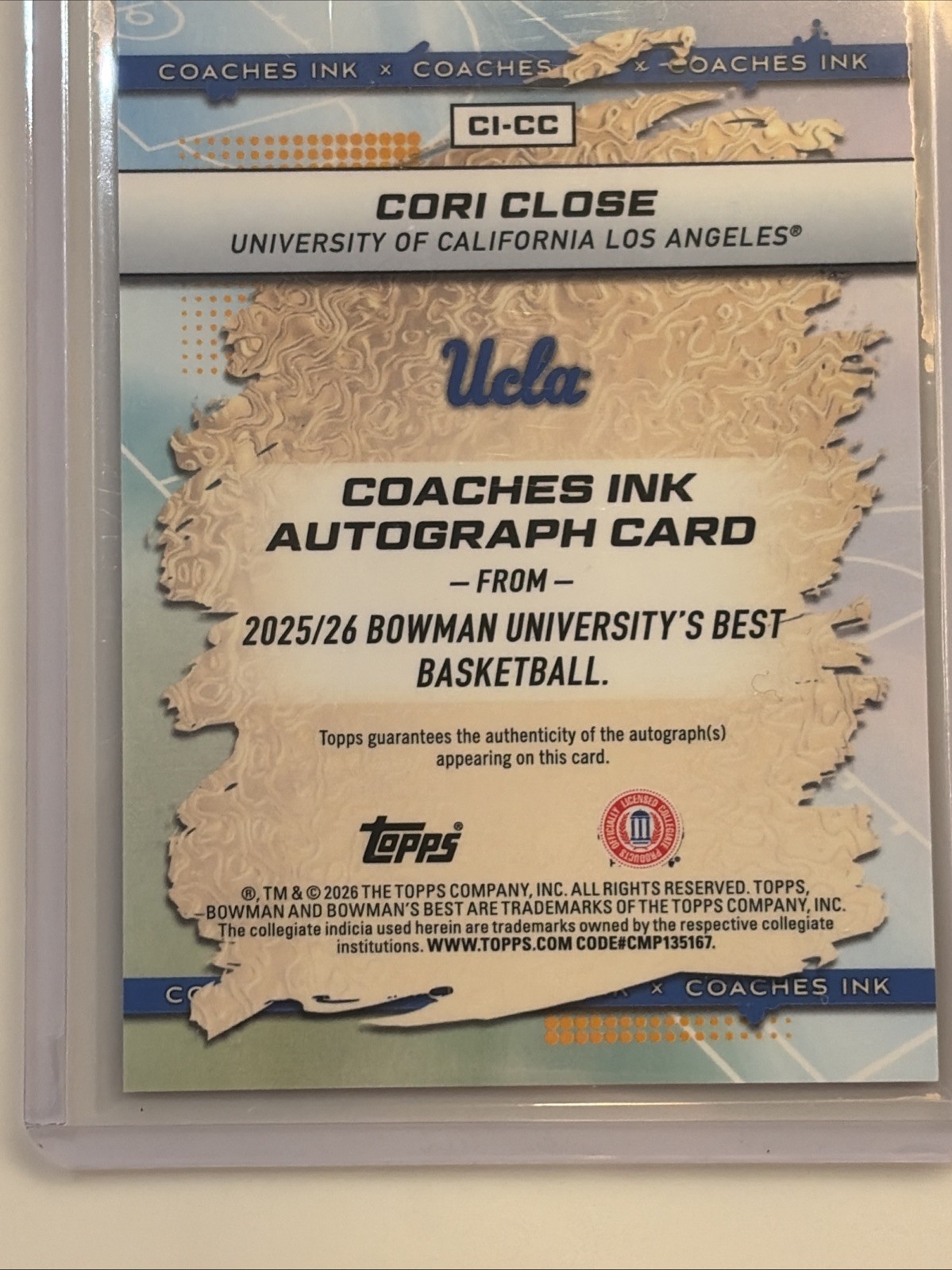 Cori Close AUTO Orange /25 2025/26 Bowman U Best Basketball NCAA Coaches Ink