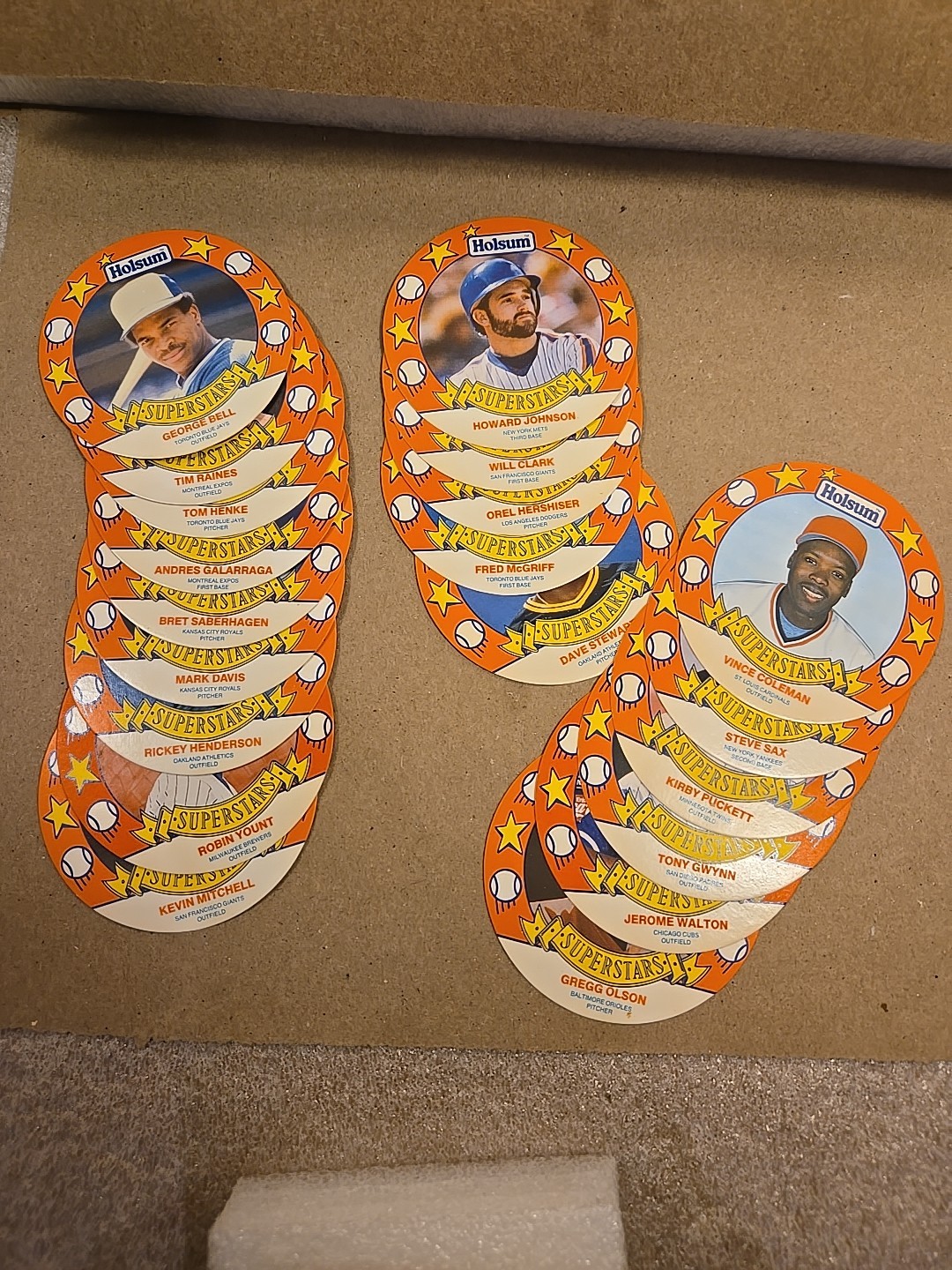1990 HOLSUM DISC CARD SET (20) RAINES PUCKETT GWYNN HENDERSON YOUNT EX-NMT