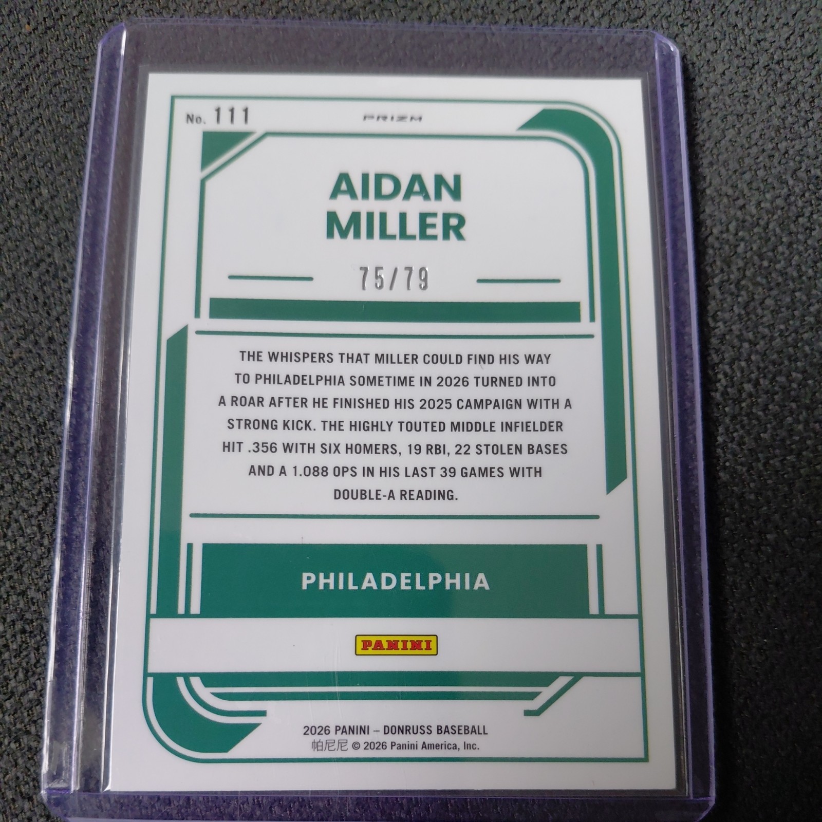 2026 DonRuss Optics Orange Velocity Aiden Miller /79