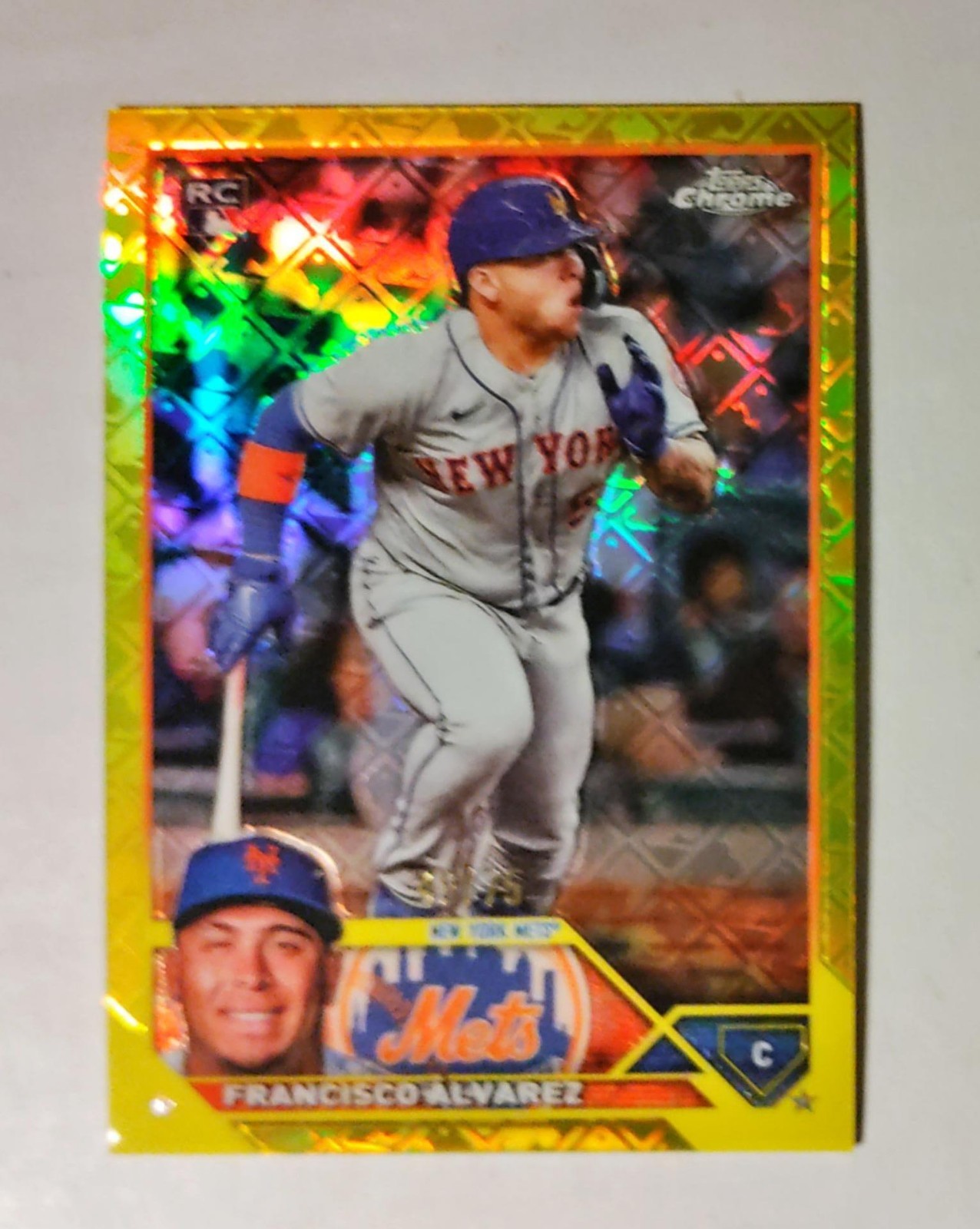 Francisco Alvarez 2023 Topps Chrome RC Logofractor YELLOW REFRACTOR 49/75 z16