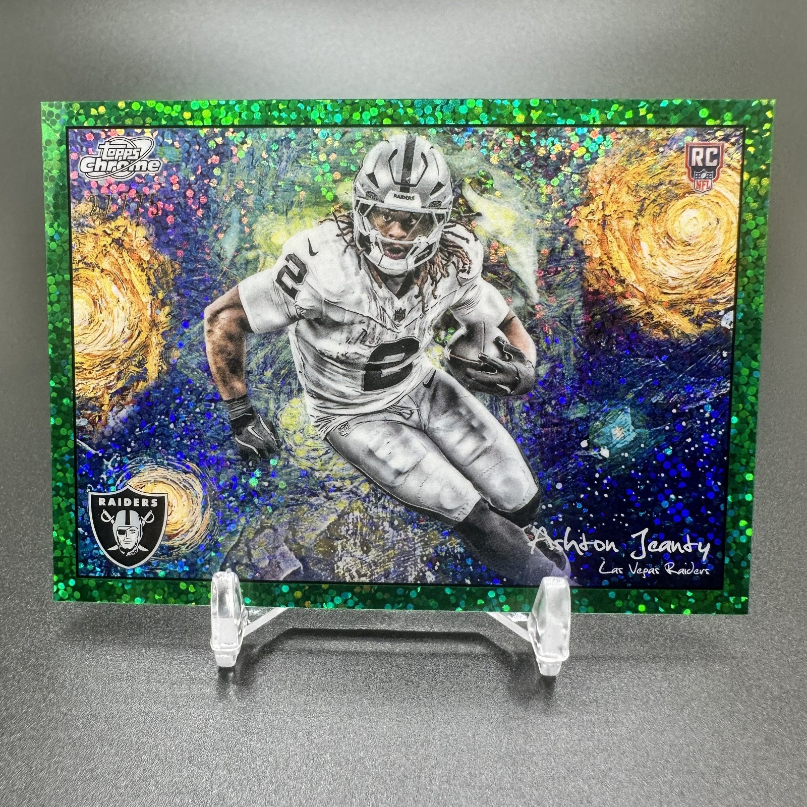 2025 Topps Cosmic Chrome Ashton Jeanty Green Space Dust /75 STN-4 RC Rookie