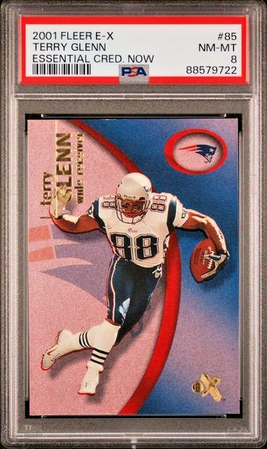 2001 Fleer E-X /299 Essential Credentials Now #85 Terry Glenn SP NE Pop 3! PSA 8