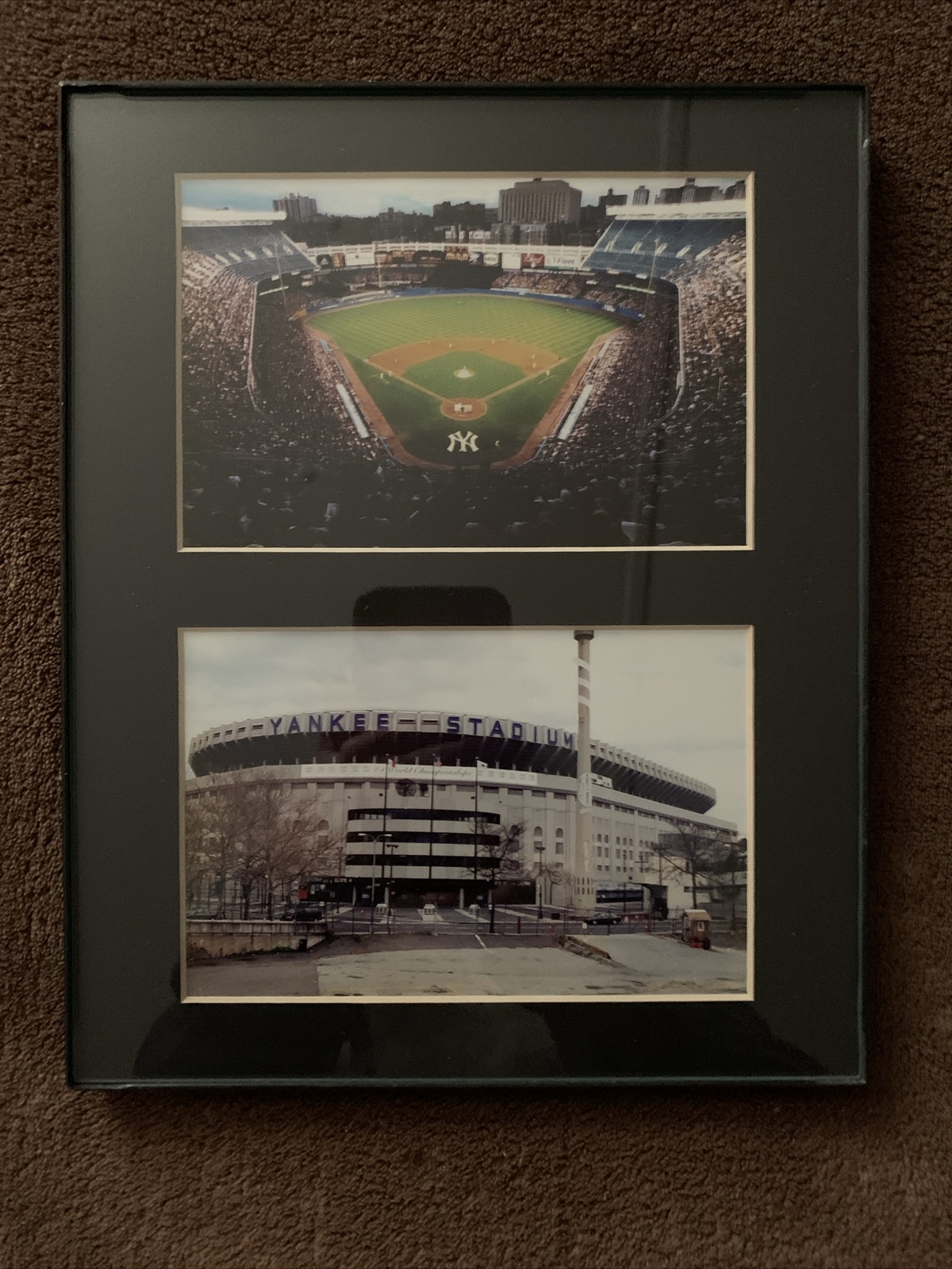 Yankee Stadium 2 Color Photos Each 4” x 6”, Matted & Framed Outside/Inside
