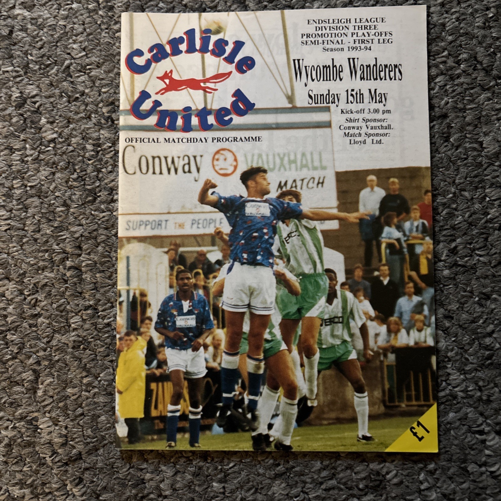 1994 Play-Off Semi-Final Carlisle United v Wycombe Wanderers