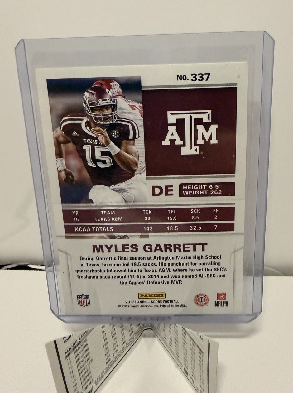 Panini 2017 Score Rookies Myles Garrett Rookie Card #337 Texas A&M Aggies