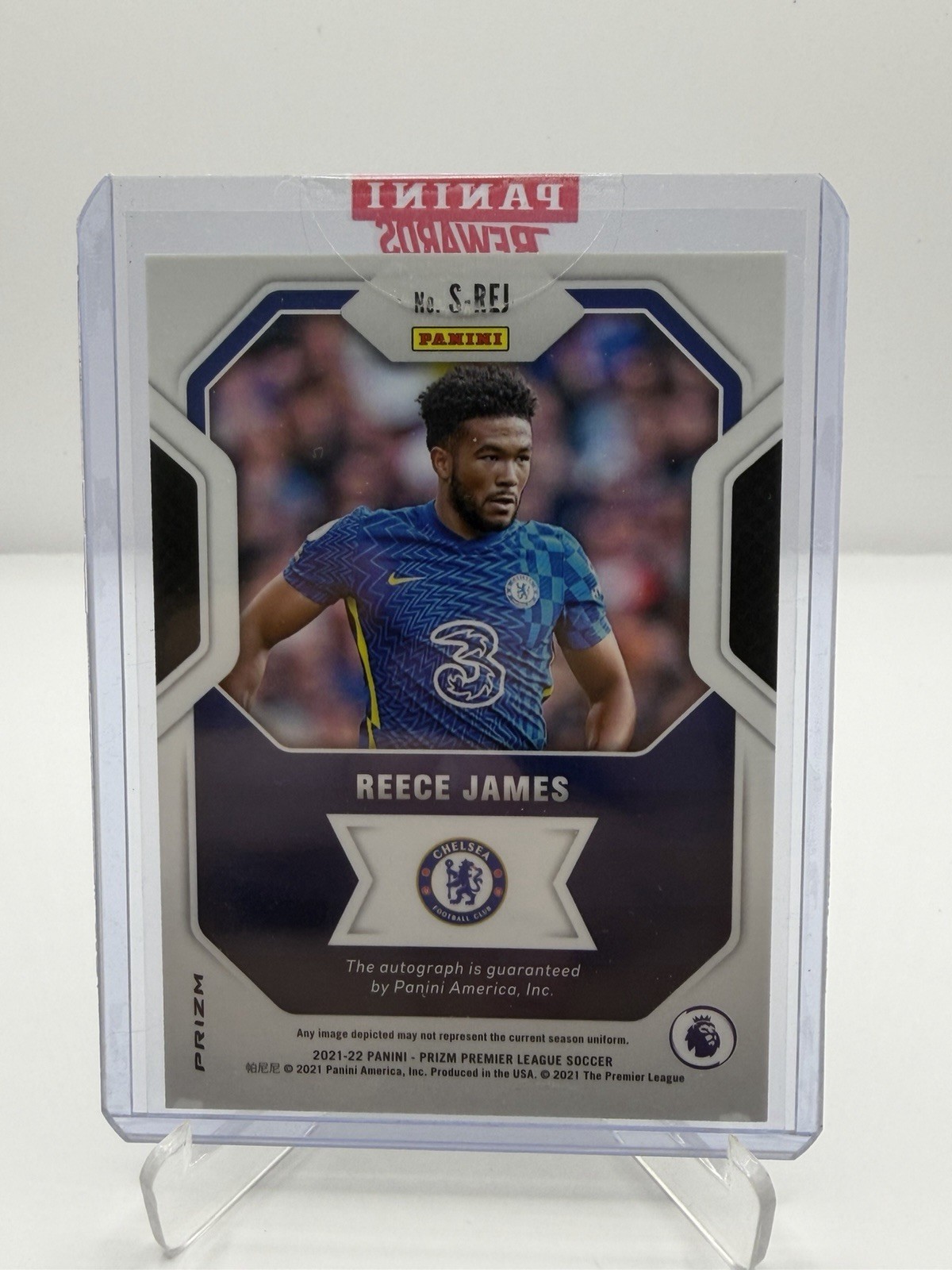 2021-22 Prizm Premier League Reece James Blue Prizm Signatures Auto #S-REJ
