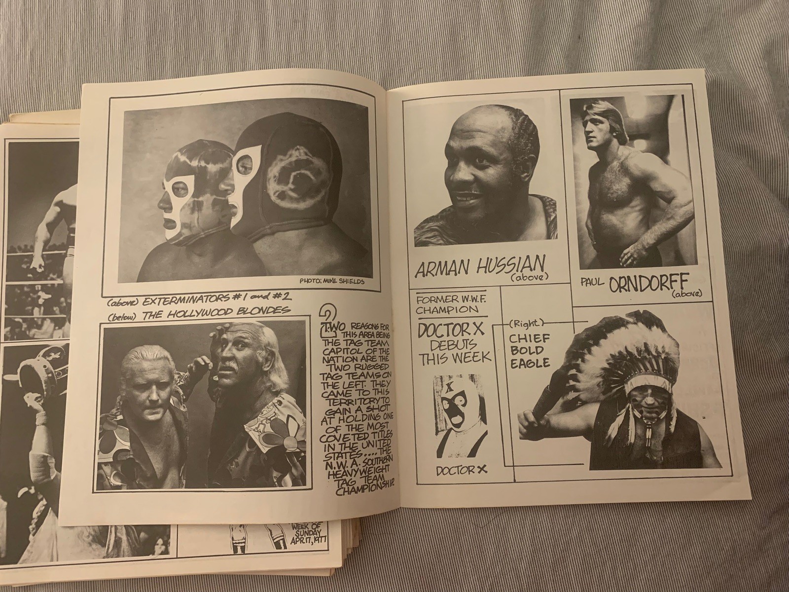July 1977 VOL. 1 Memphis Wrestling Program inside pages Jerry Lawler original