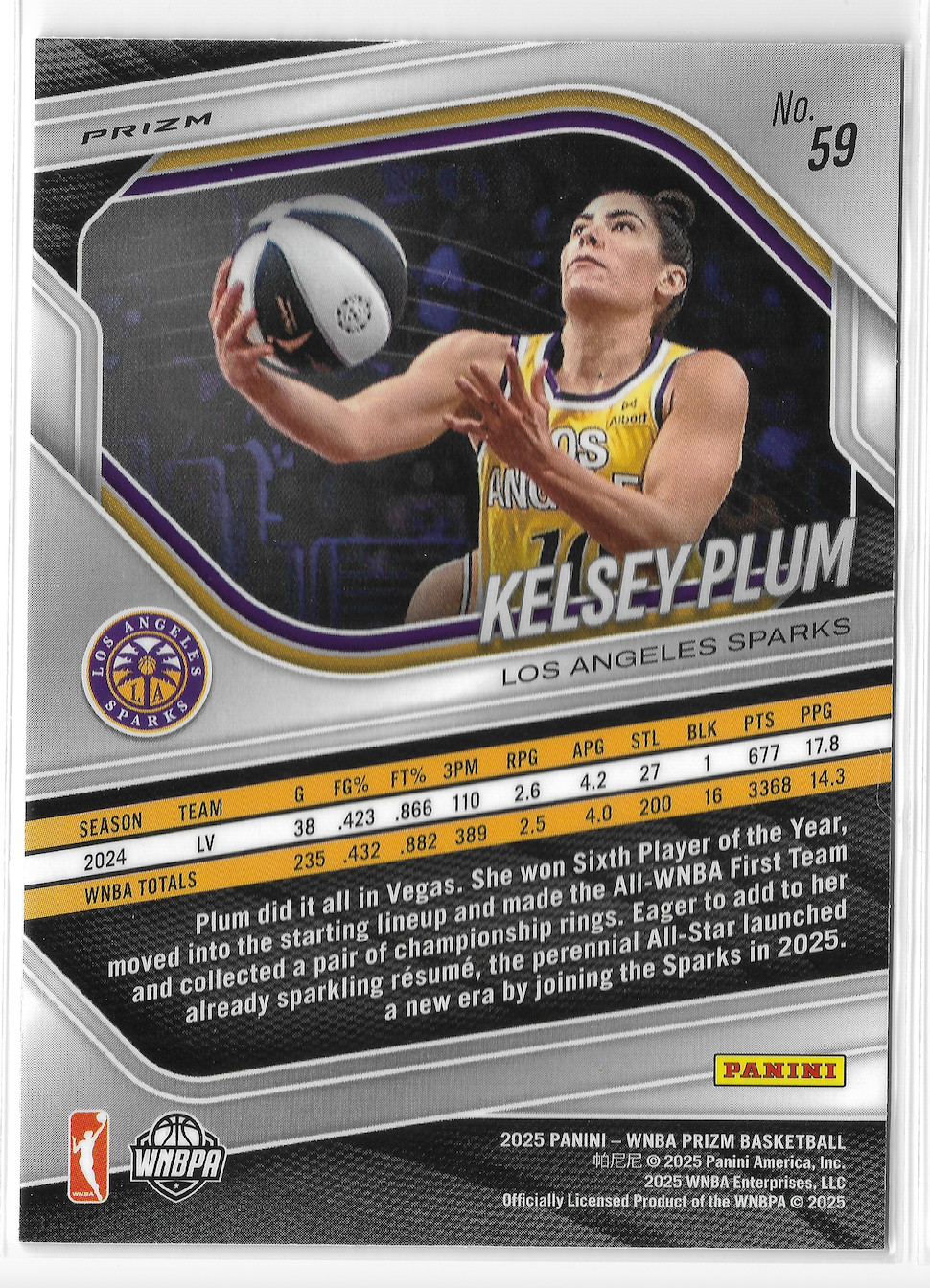 2025 Panini Prizm WNBA White Seismic #59 Kelsey Plum Los Angeles Sparks