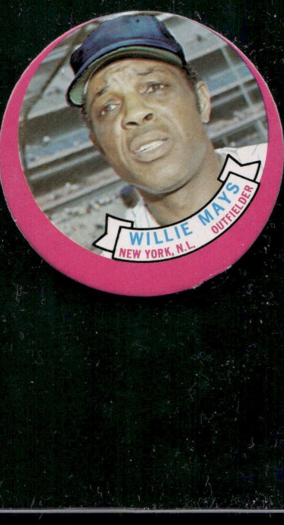 PINK EX+/- WILLIE MAYS HOF 1973 TOPPS CANDY LID GUM TOP w/NO TAB MLB *TPHLC-8030