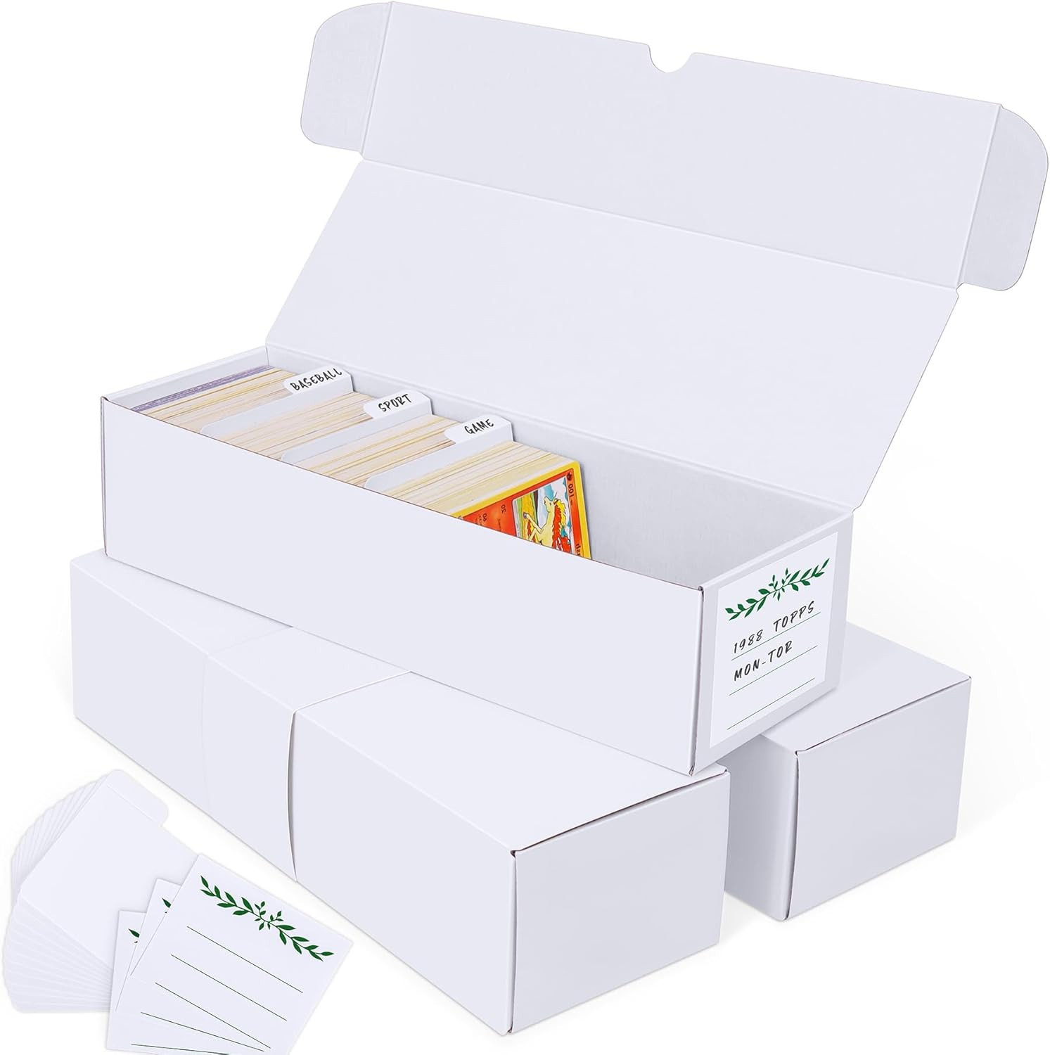 Trading Card Storage Box, Cardboard Storage Boxes with Dividers – 3 Pack