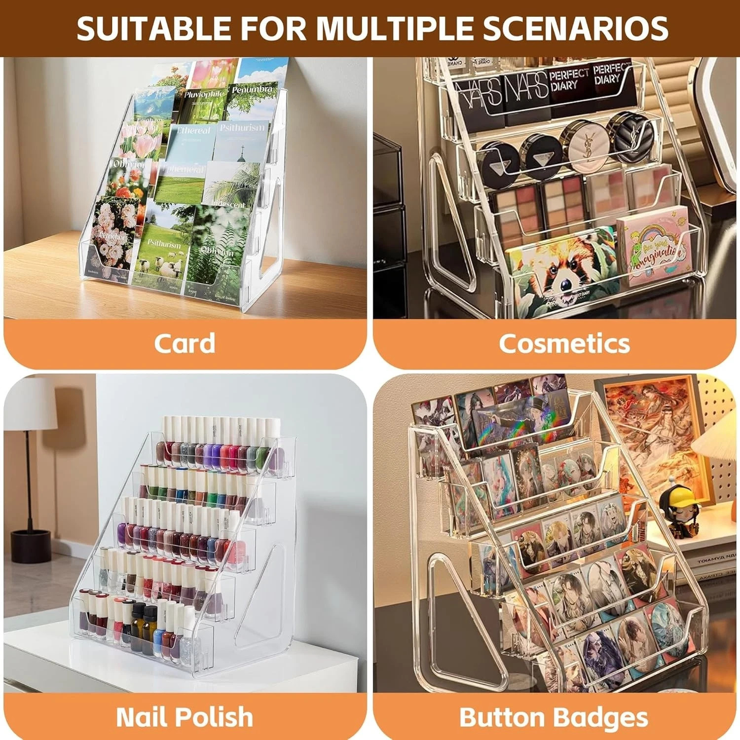 Trading Card Display Stand, 5 Tier Vertical Holder for Baseball Basketball Sport