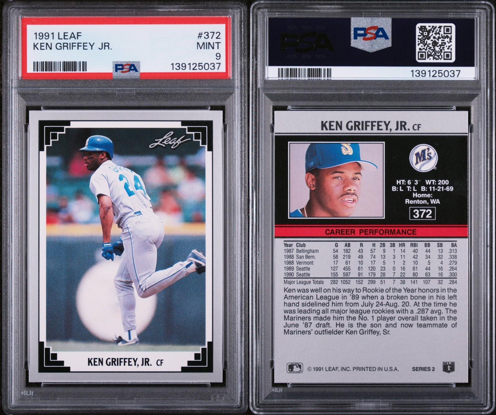 1991 Leaf – Ken Griffey Jr #372 PSA 9 MINT