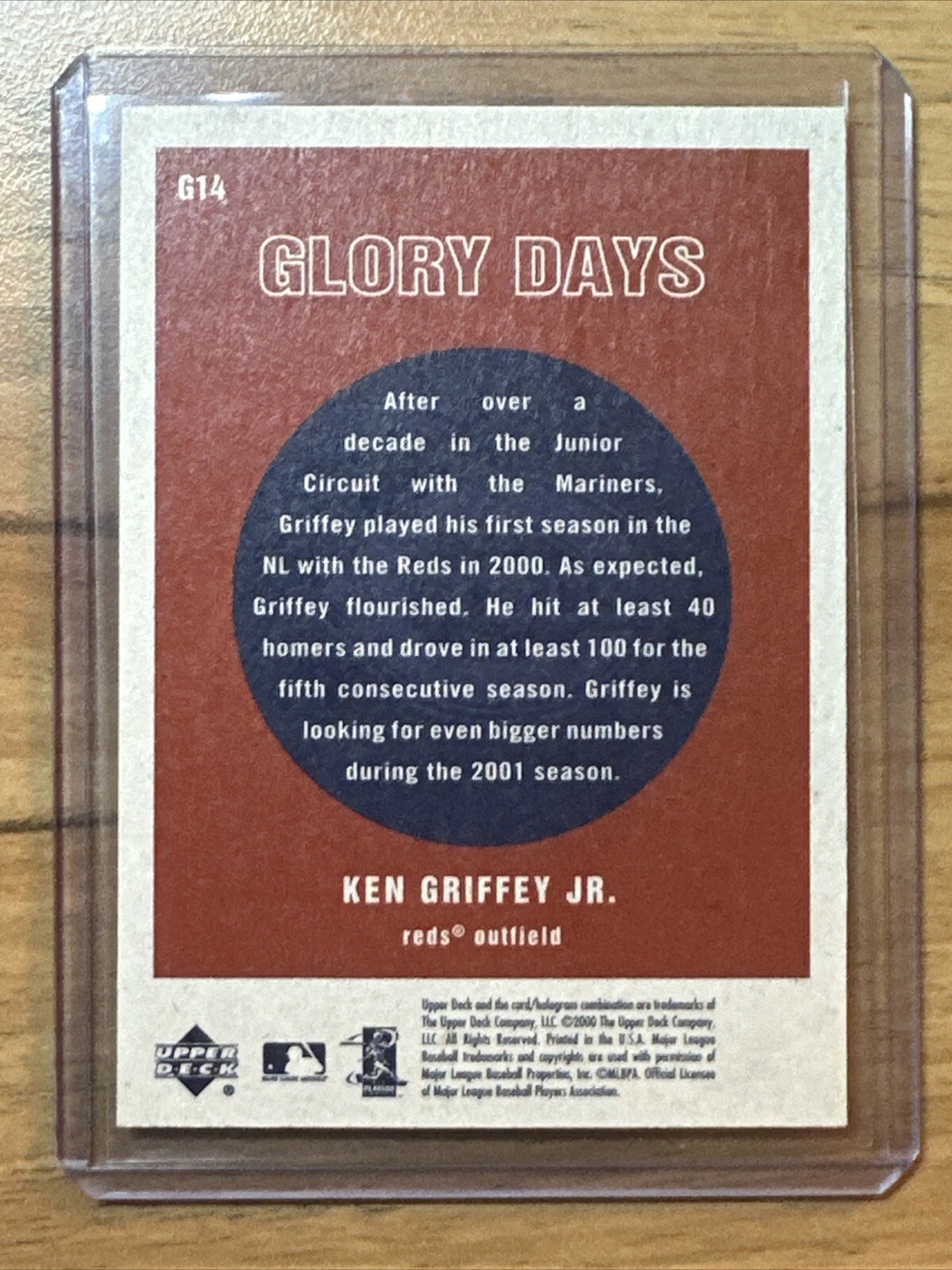 Ken Griffey Jr. 2001 Upper Deck Vintage Glory Days #G14 Cincinnati Reds
