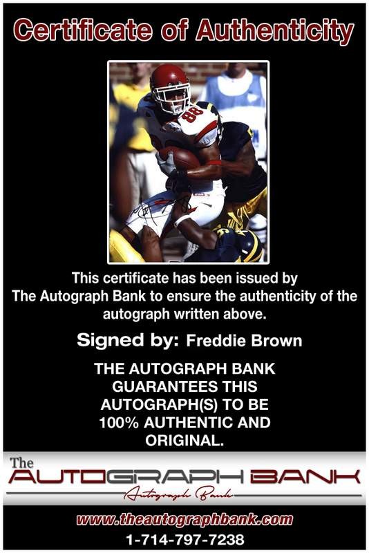 Freddie Brown signed NFL football 8×10 photo W/Cert Autographed 10