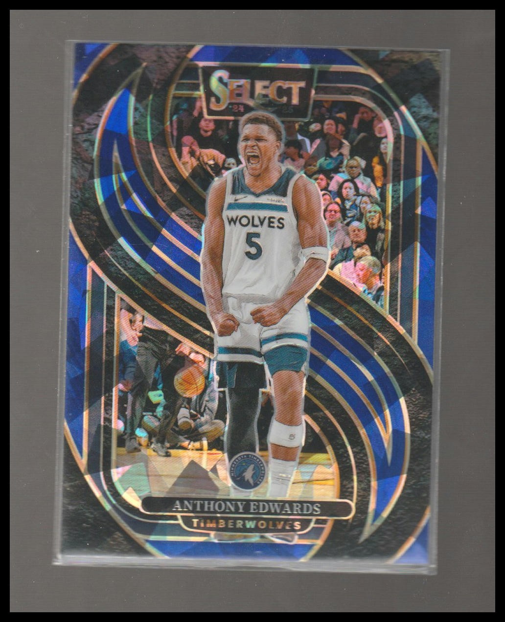 2024-25 Panini Select #130 Anthony Edwards Blue Cracked Ice Prizm